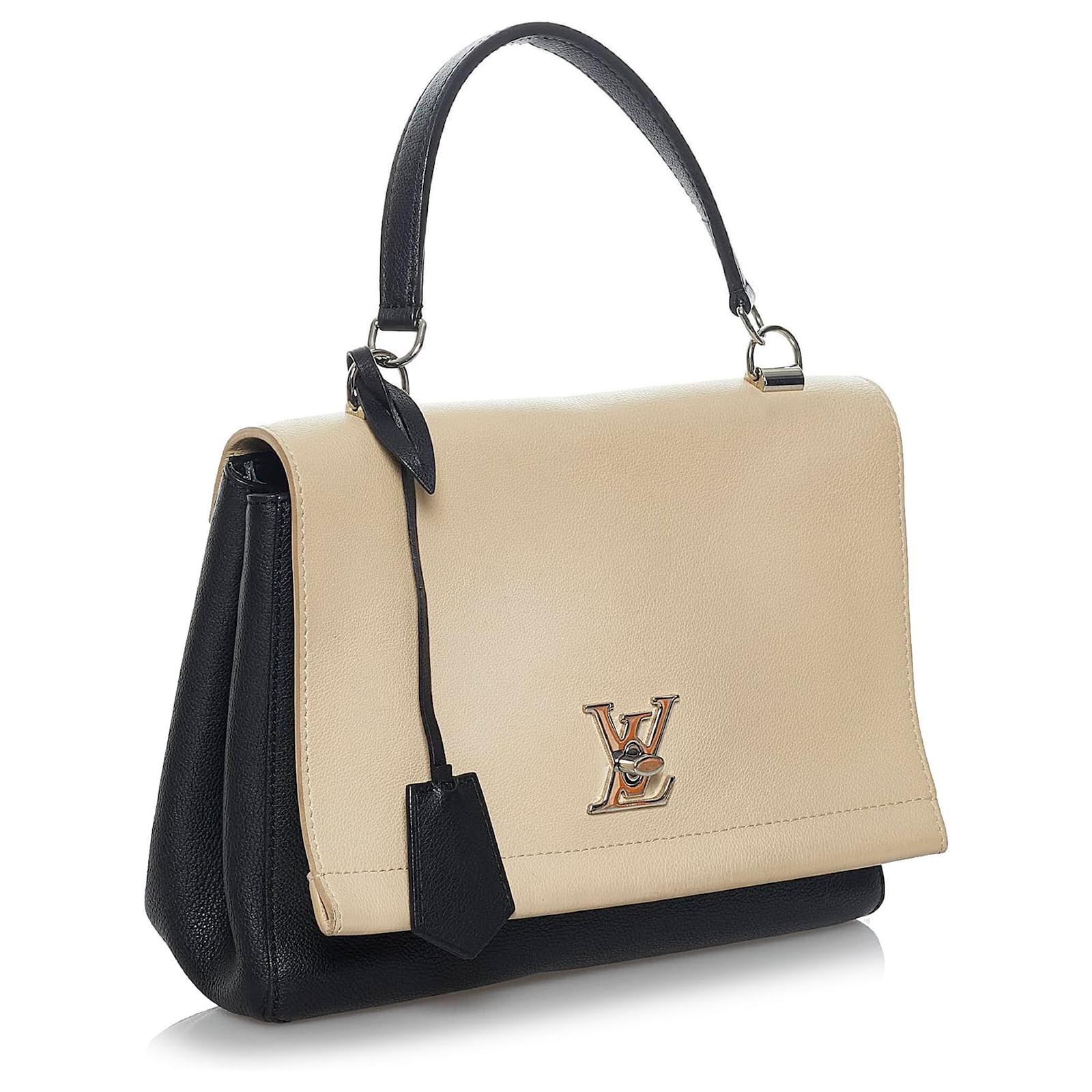 Twist Louis Vuitton White LockMe II Satchel Black Leather Pony-style  calfskin ref.676101 - Joli Closet