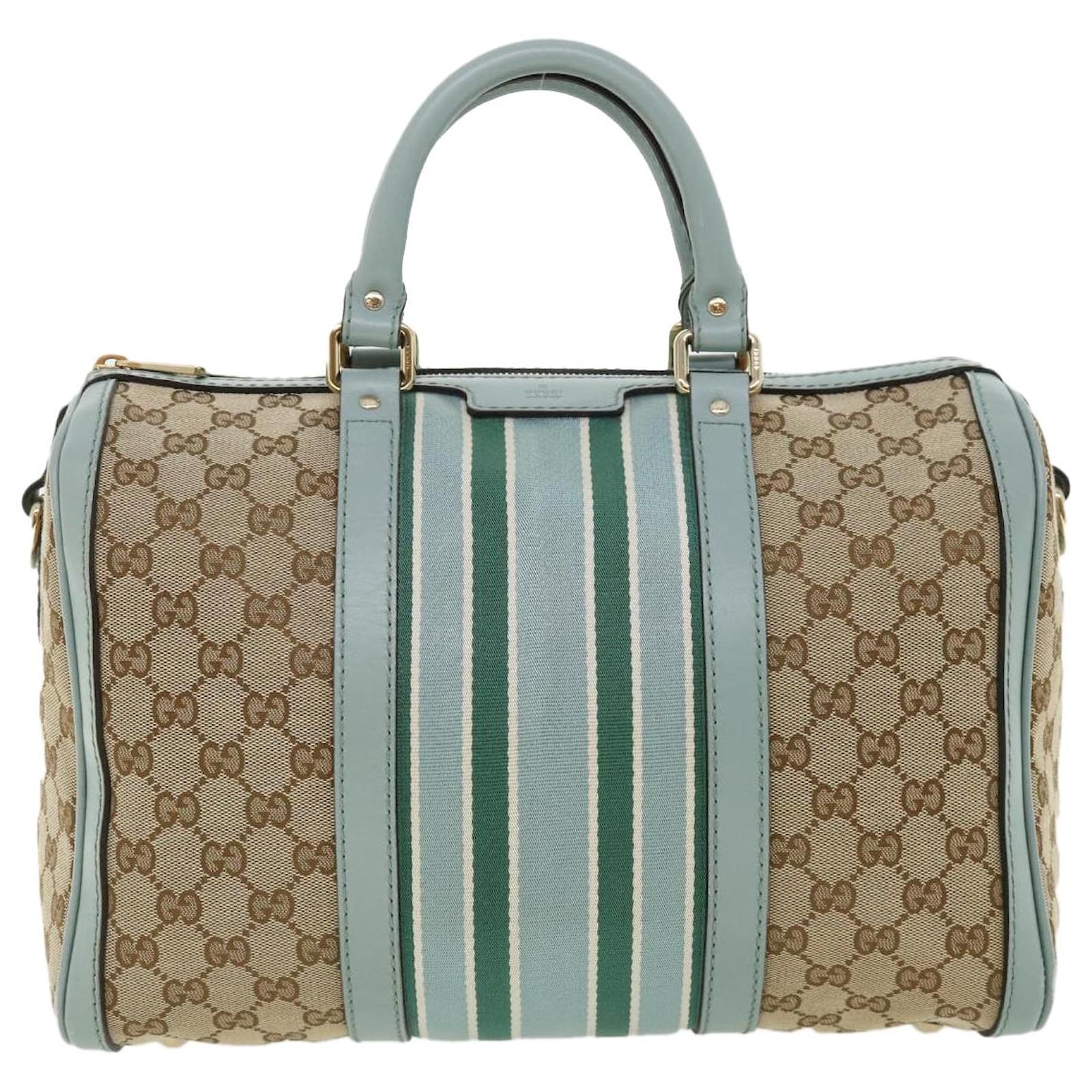 Gucci GG Canvas Boston Bag - Blue Handle Bags, Handbags