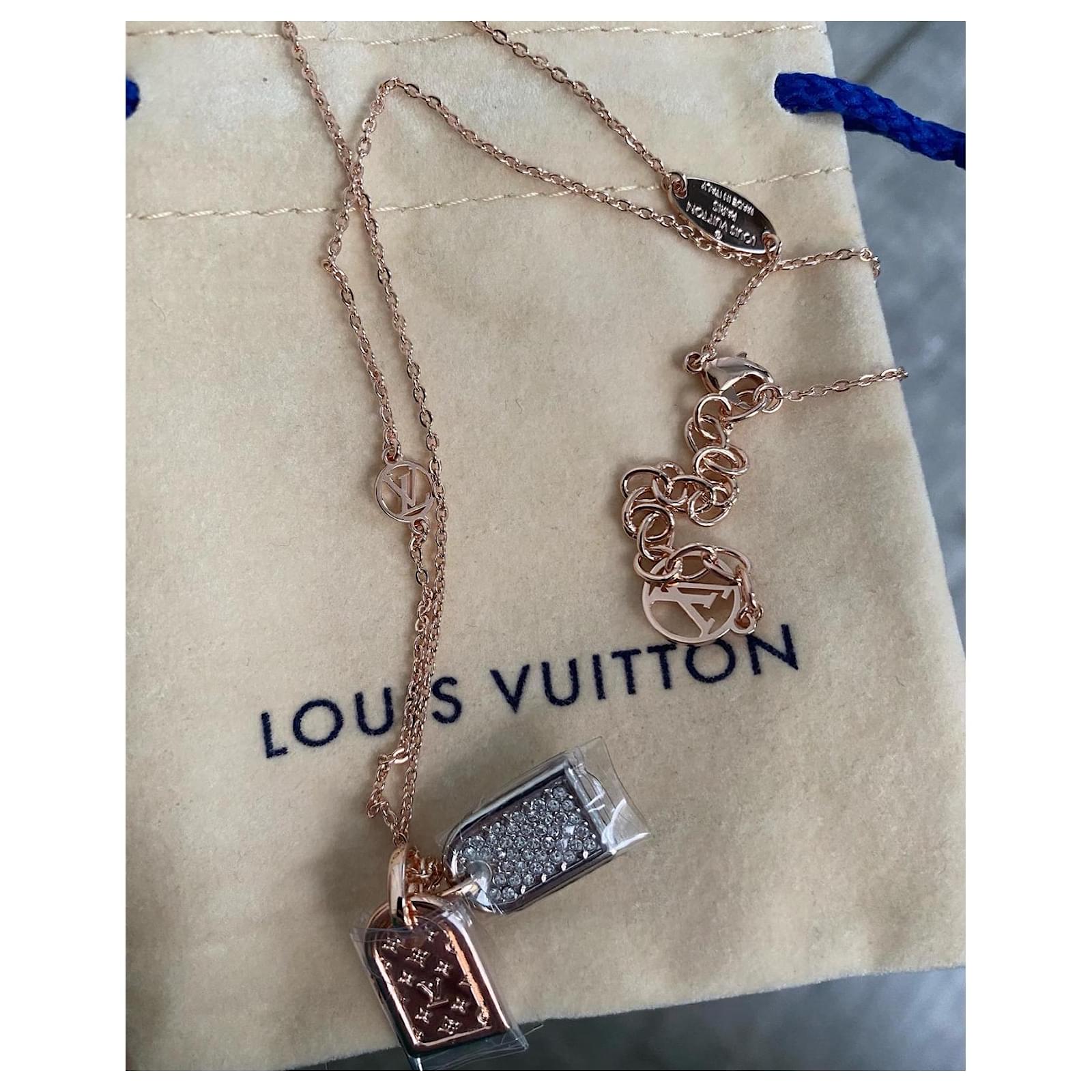 Louis Vuitton Precious Nanogram Necklace crystal Gold hardware