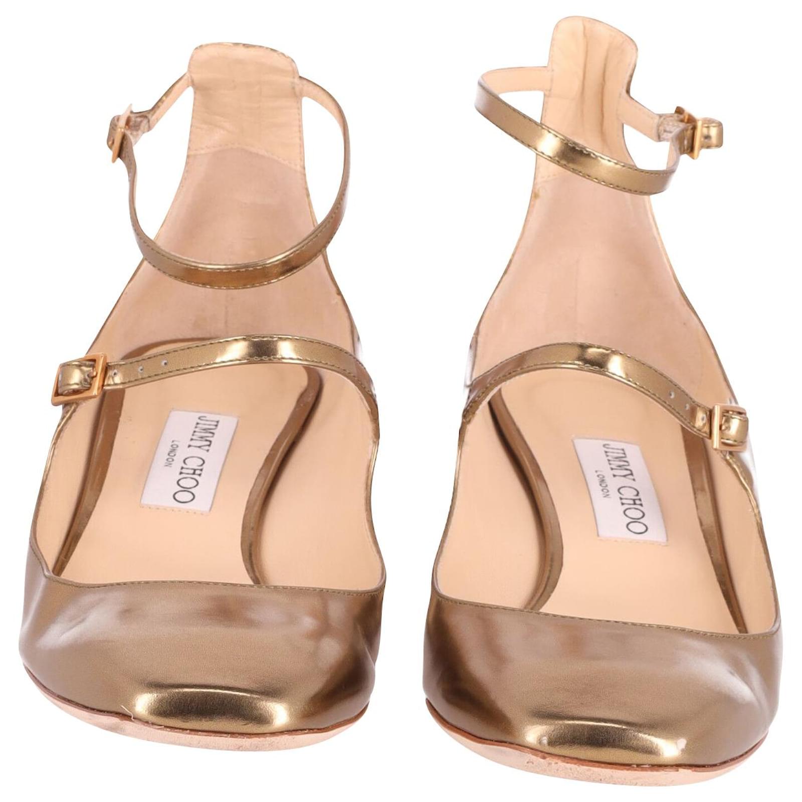 Jimmy Choo Wilbur Mary Jane in Metallic Gold Leather Golden