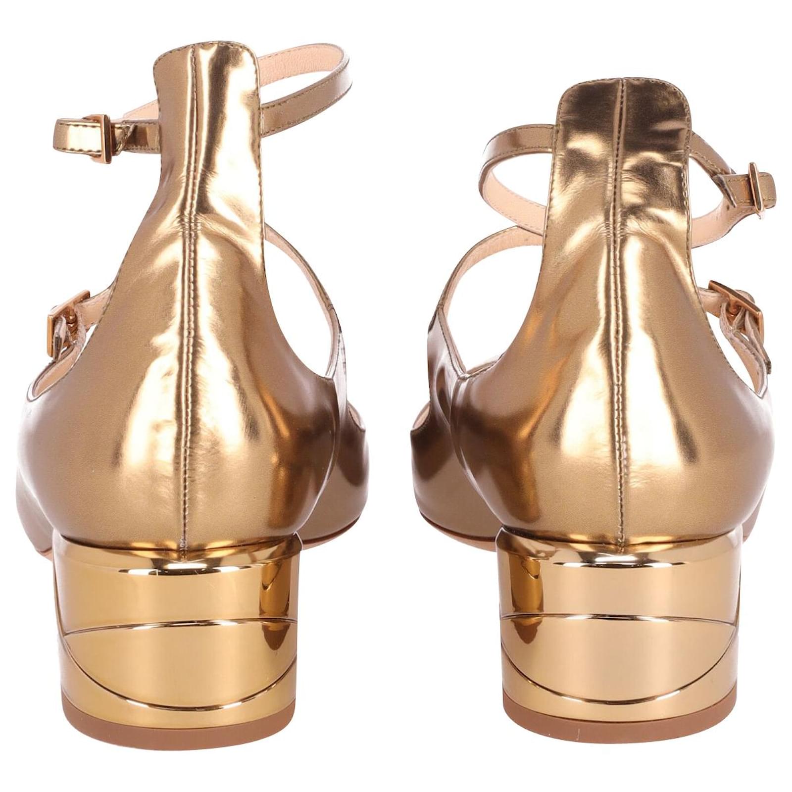 JIMMY CHOO ゴールド アンクルストラップ パンプス wilbur Jimmy Choo Wilbur Mary Jane in Metallic Gold Leather Golden