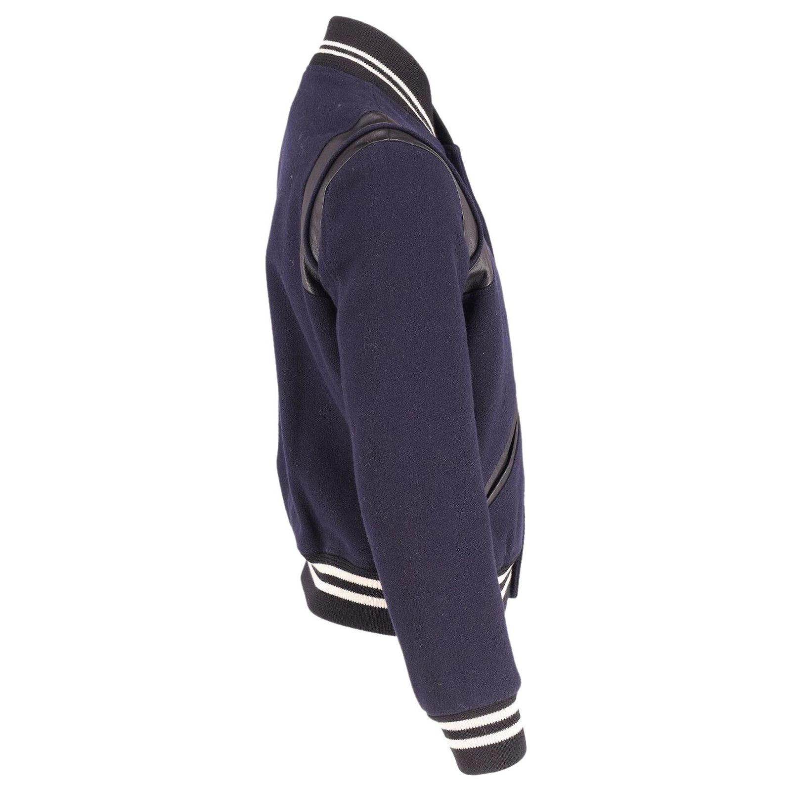 Varsity Jacket Navy Navy Saint Laurent Teddy Blue Wool Jacket 