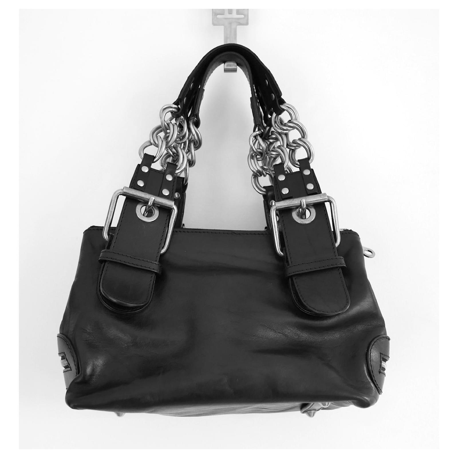 Chloé Chloe AW03 Chain Handle Bag Black Leather ref.677742