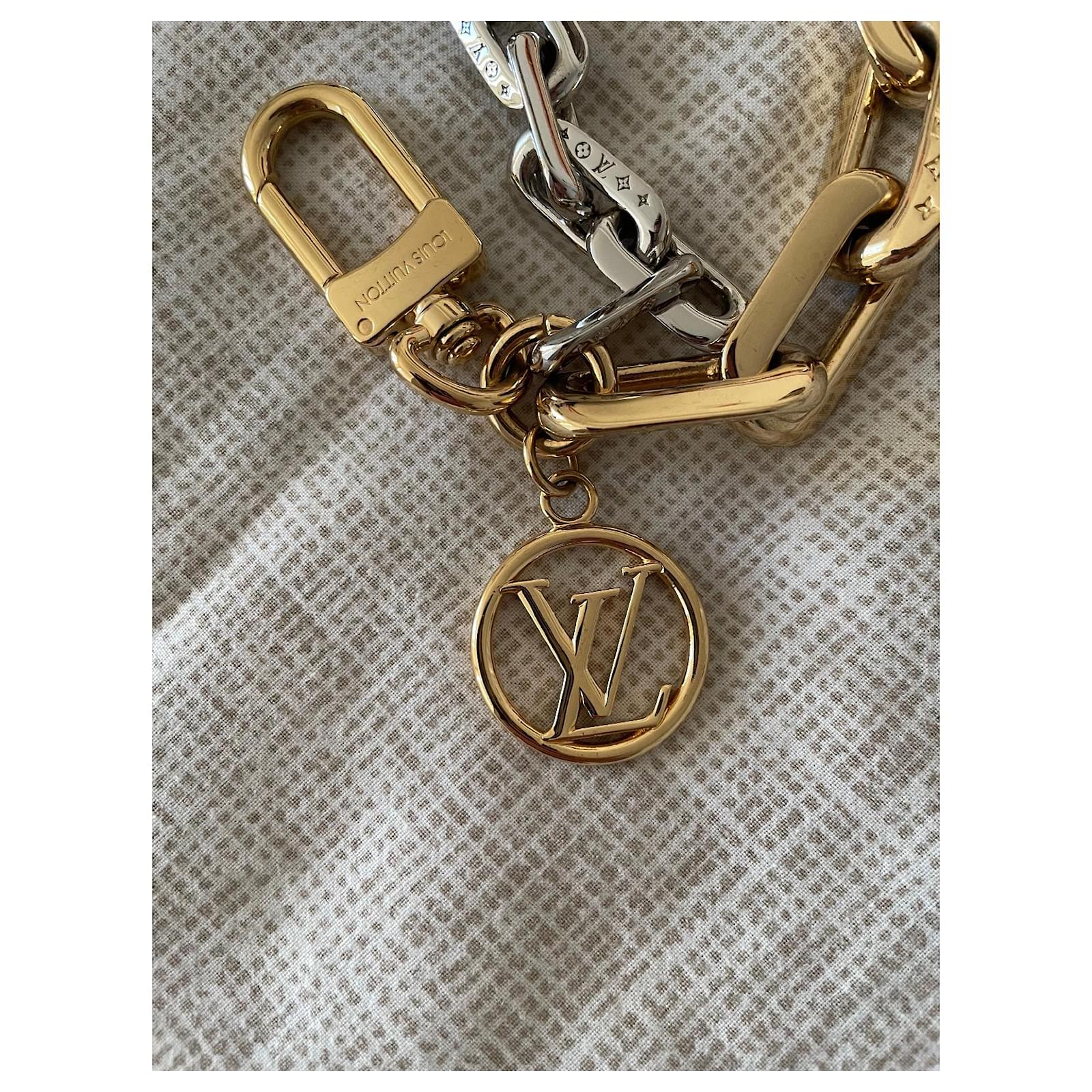 Louis Vuitton LV Edge Chain Bag Charm Silver Gold Gold hardware