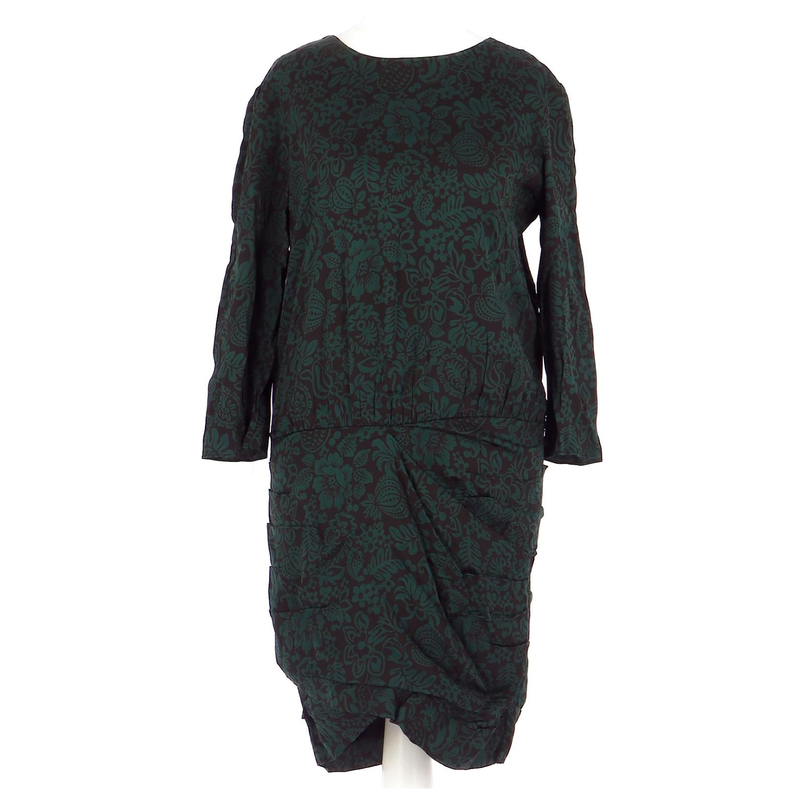 Robe D'été Ba&sh Taille 34 Vert-blanc - Style élégant Trapèze, Très Bon état