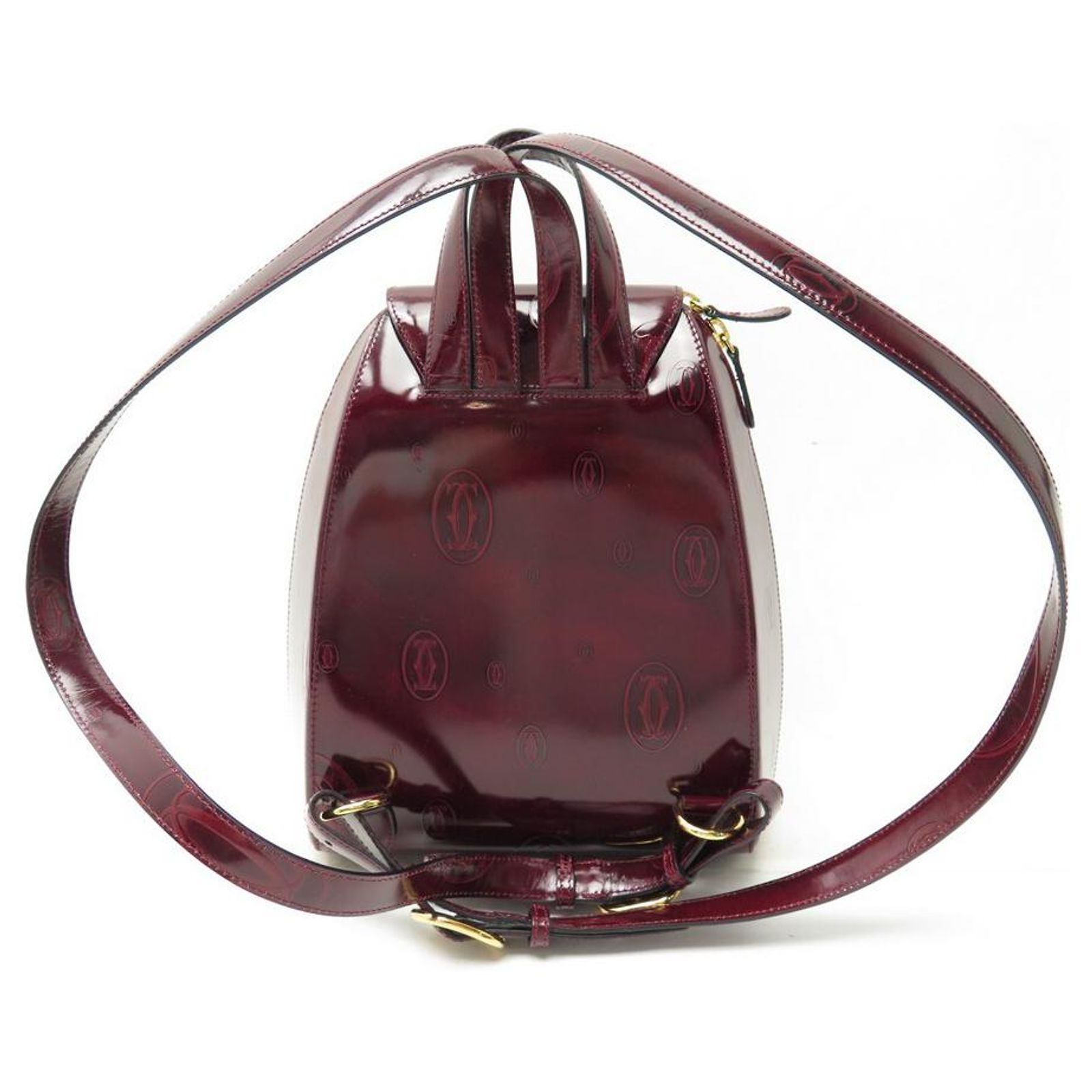 NEW CARTIER HAPPY BIRTHDAY BACKPACK BORDEAUX PATENT LEATHER 