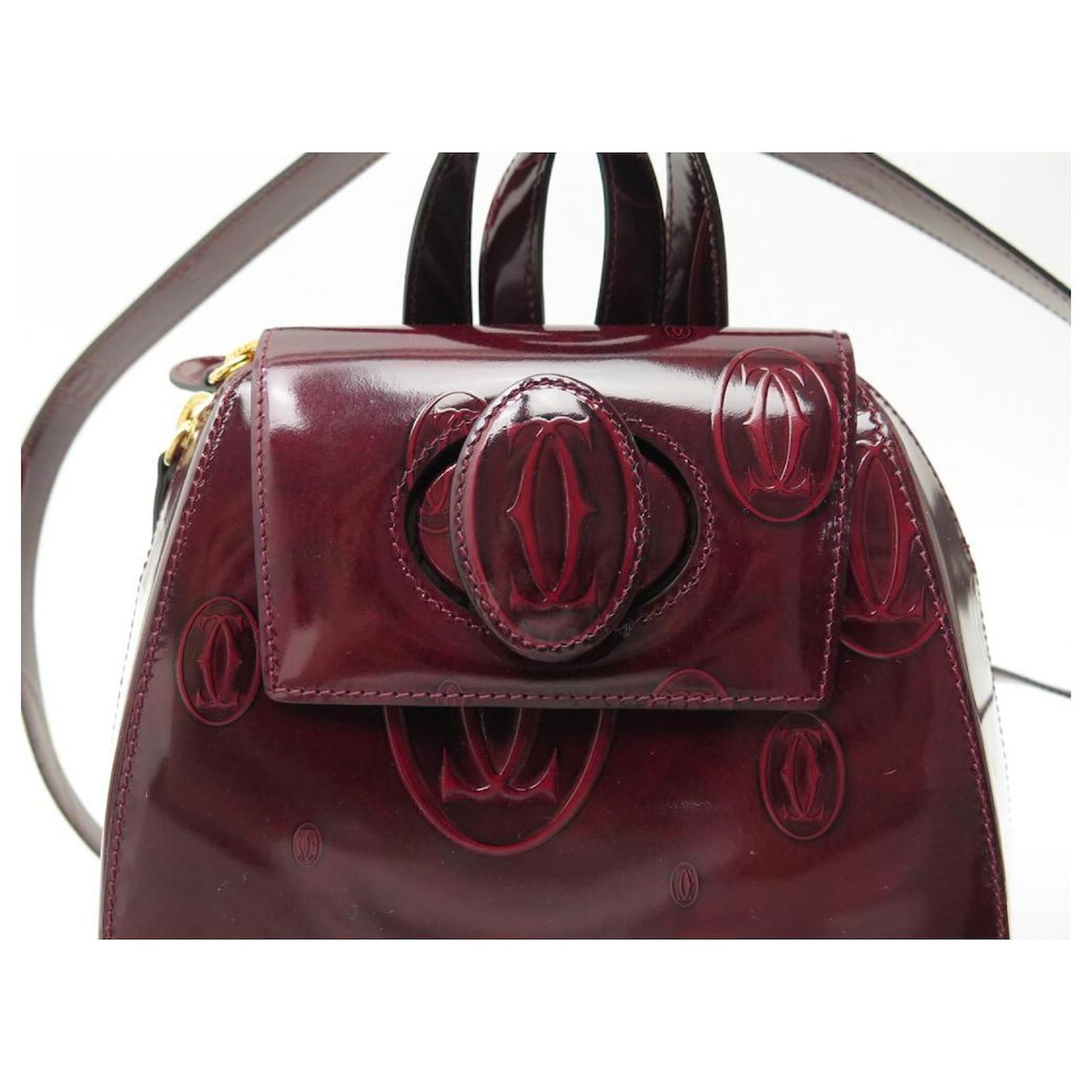 NEUF SAC A DOS CARTIER HAPPY BIRTHDAY CUIR VERNIS BORDEAUX