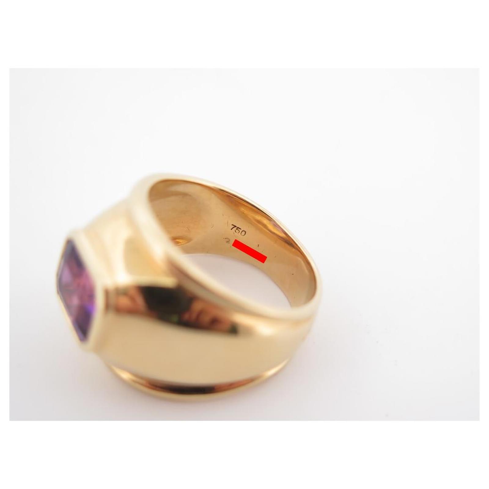 Bague Or Jaune 18K Sertie De 13 Zirconiums - Taille 54, Poinçon 750, Occasion Superbe état Avec écrin