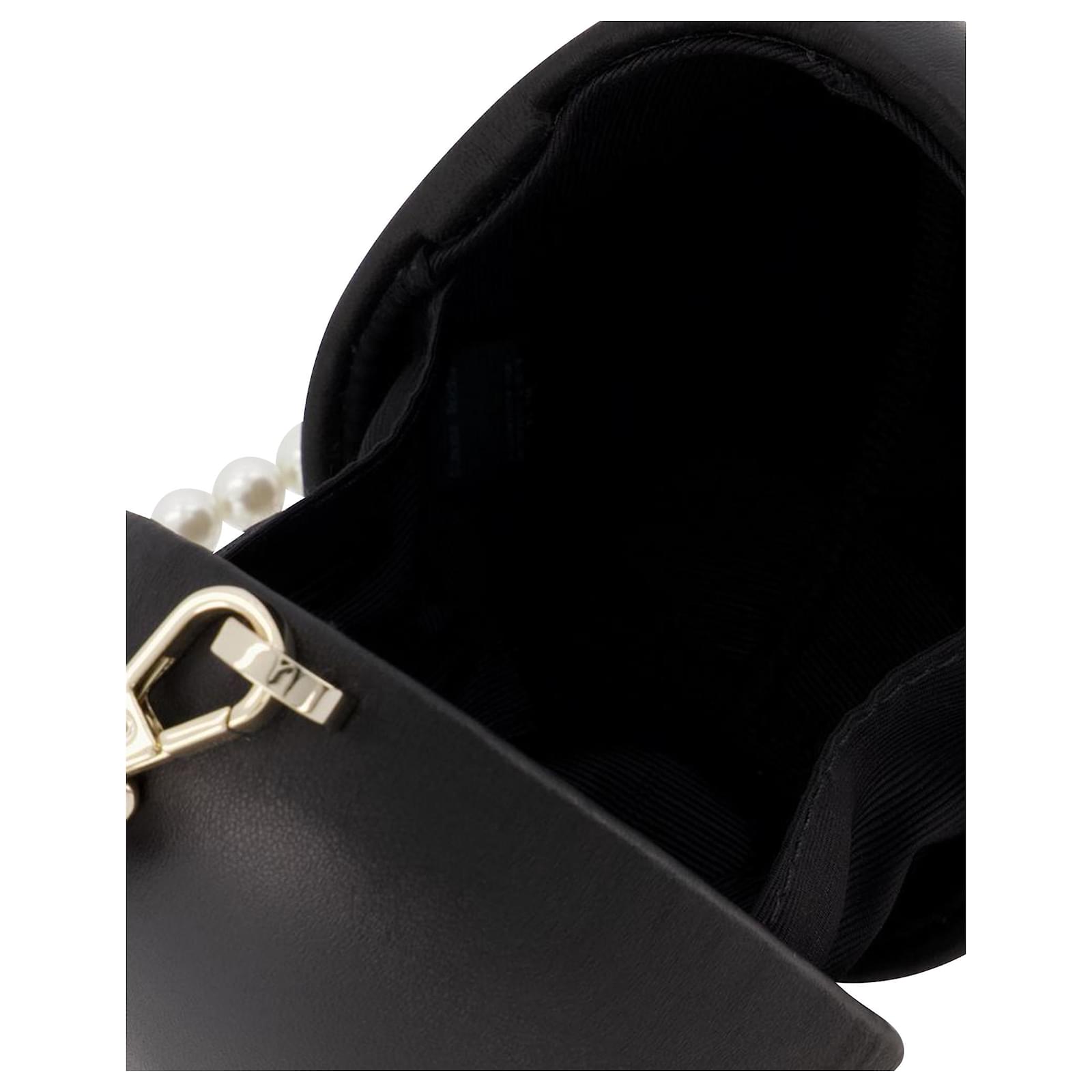 Simone Rocha Egg Bag Micrl With Pearl Crossbody Strap Black