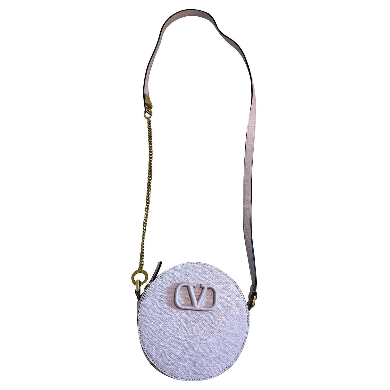 Valentino Garavani Vlogo Round Crossbody Bag in Pastel Pink Leather  ref.679392 - Joli Closet