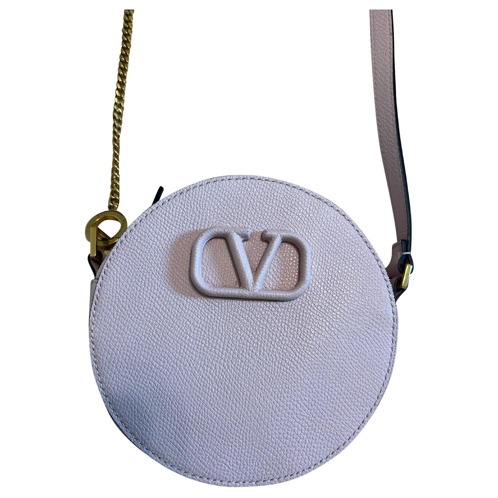 Valentino Garavani Vlogo Round Crossbody Bag in Pastel Pink Leather  ref.679392 - Joli Closet