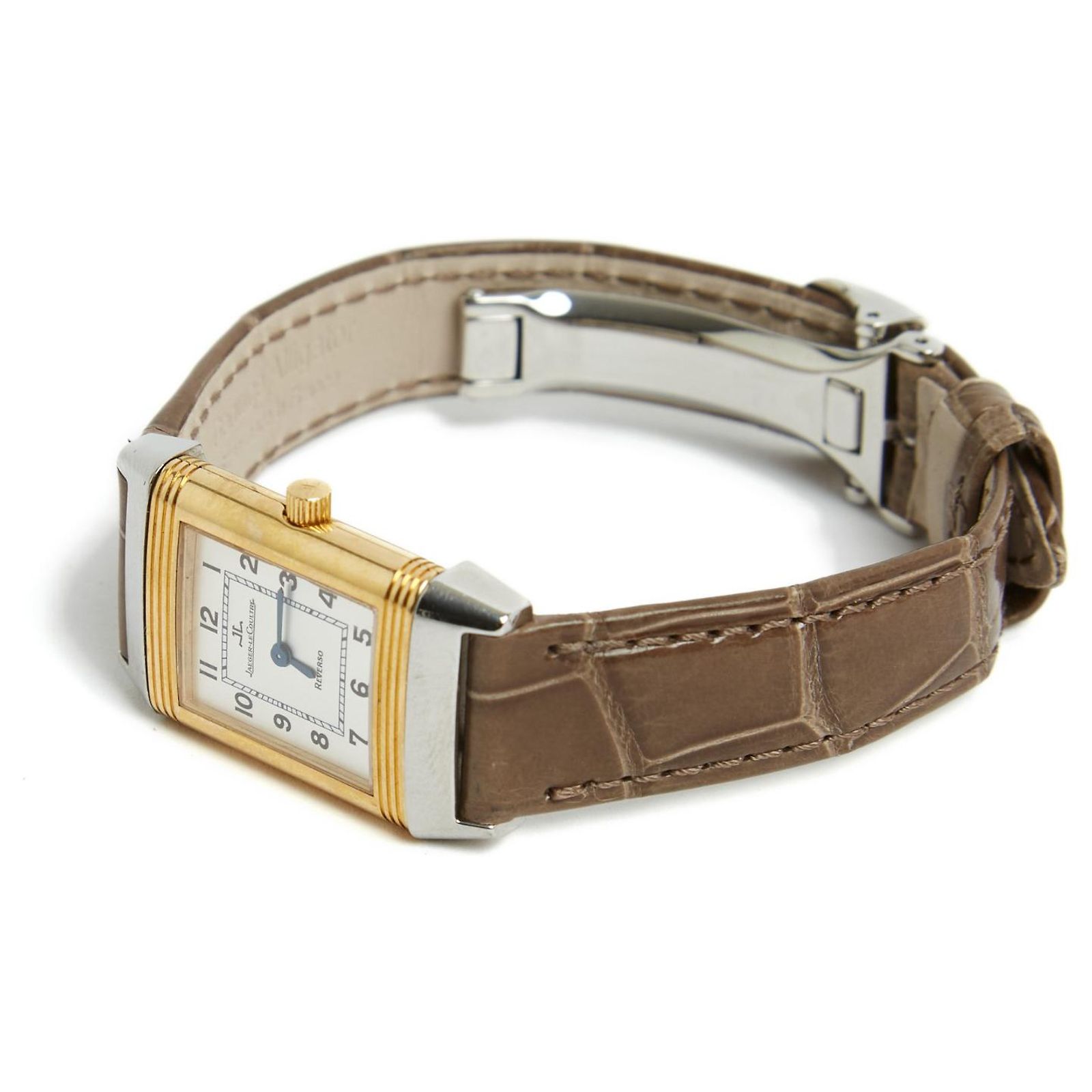 Jlc Reverso Goled Jaeger Lecoultre REVERSO PM STEEL GOLD Silvery Golden Yellow gold ref ...