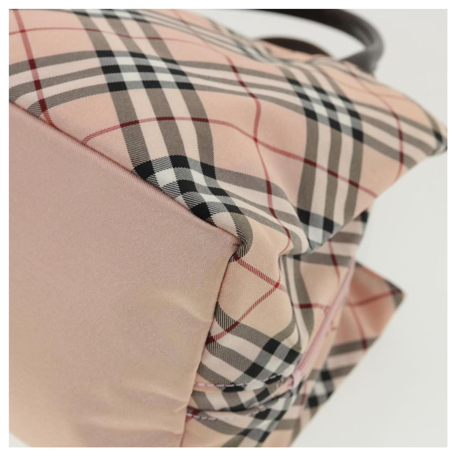 BURBERRY Blue Label Nova Check Hand Bag Nylon Pink Auth tb156 ref 