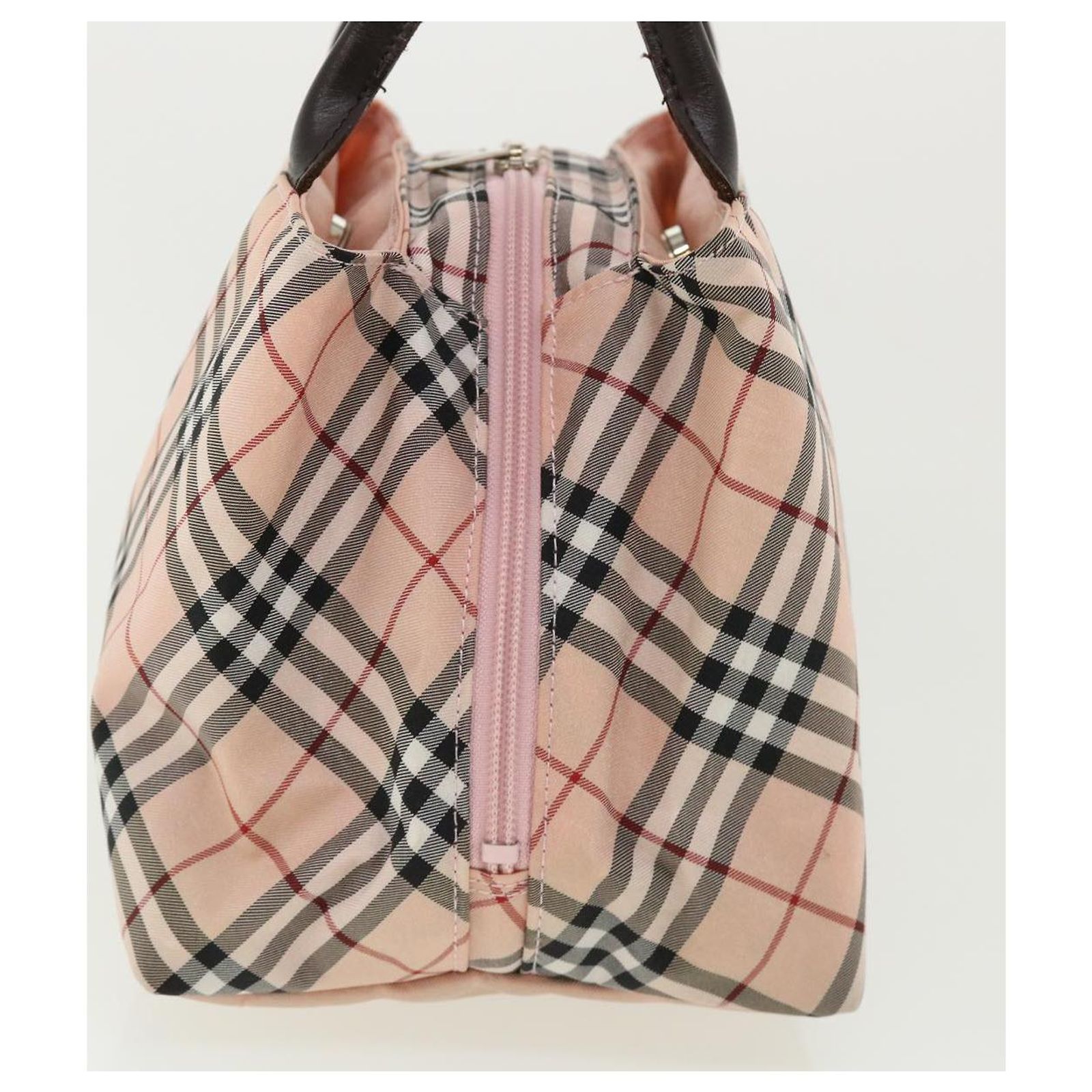 BURBERRY Blue Label Nova Check Hand Bag Nylon Pink Auth tb156 ref 
