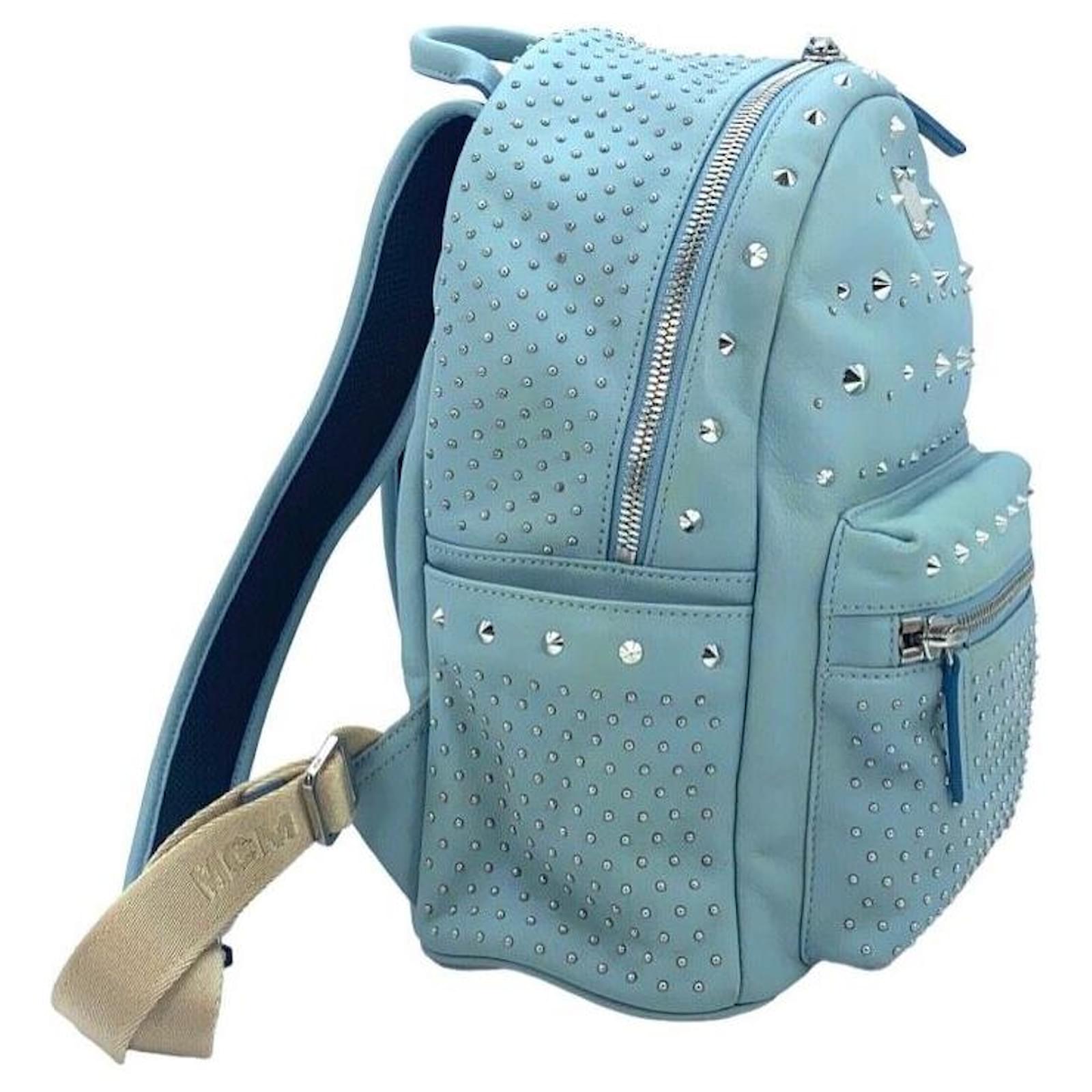 Boyatu Light Blue Pebbled Leather Backpack Purse Handbag Classic Career  Travel | eBay