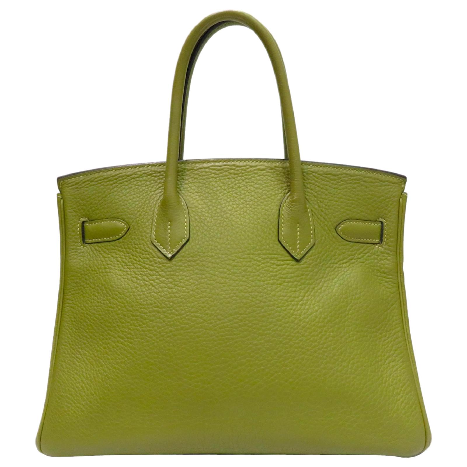 Hermès Clemence Lindy 30 Green Leather Pony-style calfskin ref