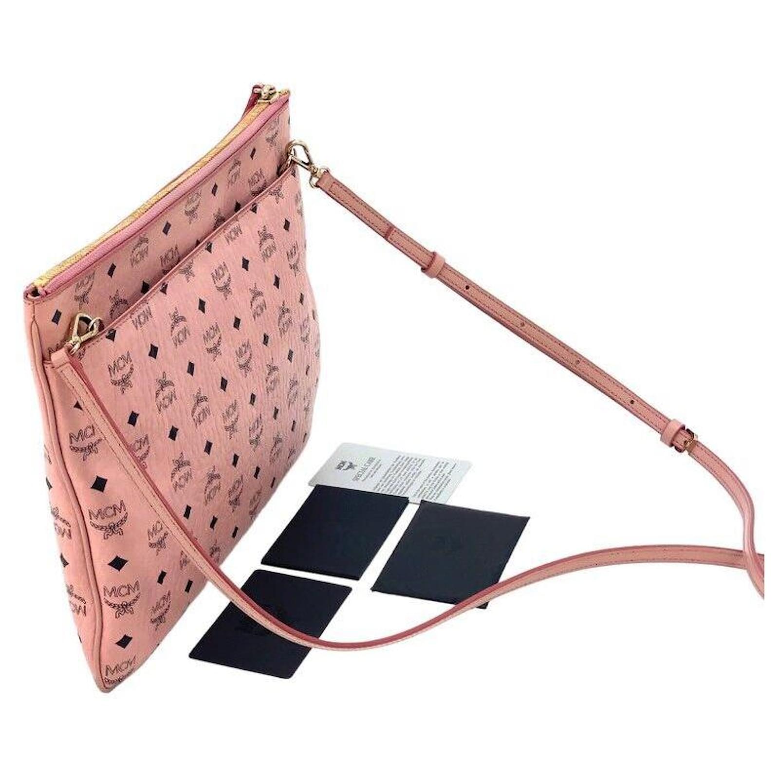 MCM Pouch Crossbody Visetos Medium Soft Pink in Coated Canvas with  Gold-tone - US