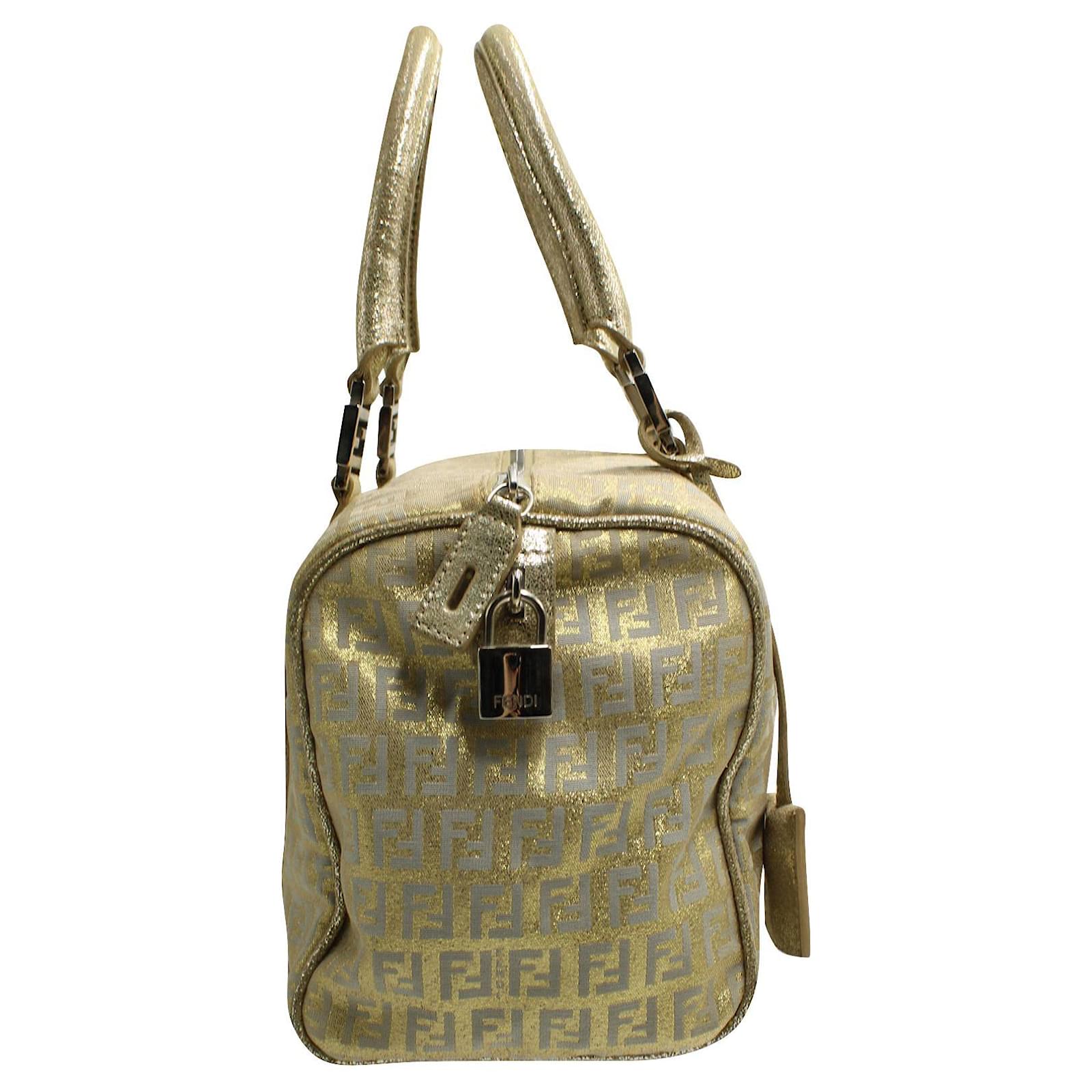 Authentic Fendi Zucchino Forever Bauletto Boston Bag