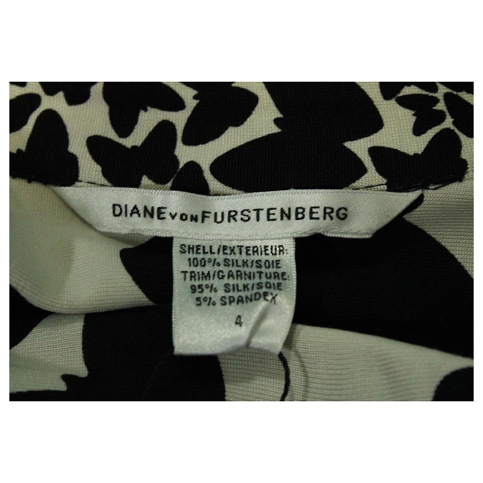 Diane Von Furstenberg Black & White Butterfly Print Midi