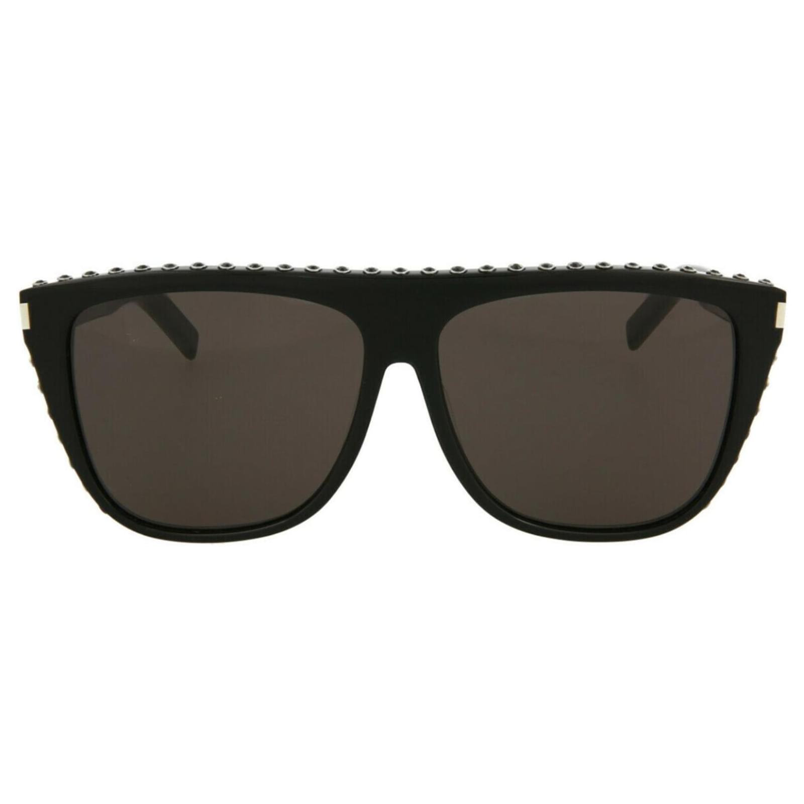 Saint Laurent Square Frame Acetate Sunglasses Black Cellulose Fibre Ref