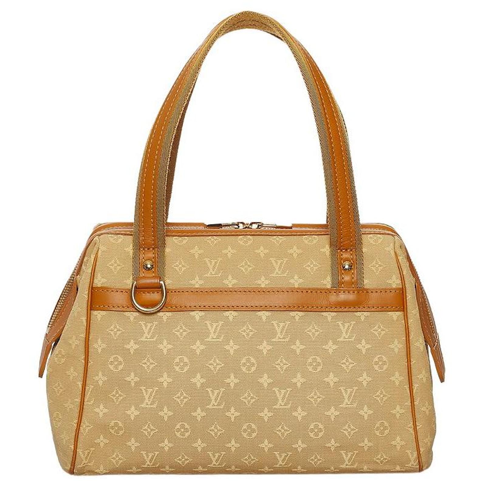 Louis Vuitton Josephine Leather Linen Jacquard Tan Brown Tote