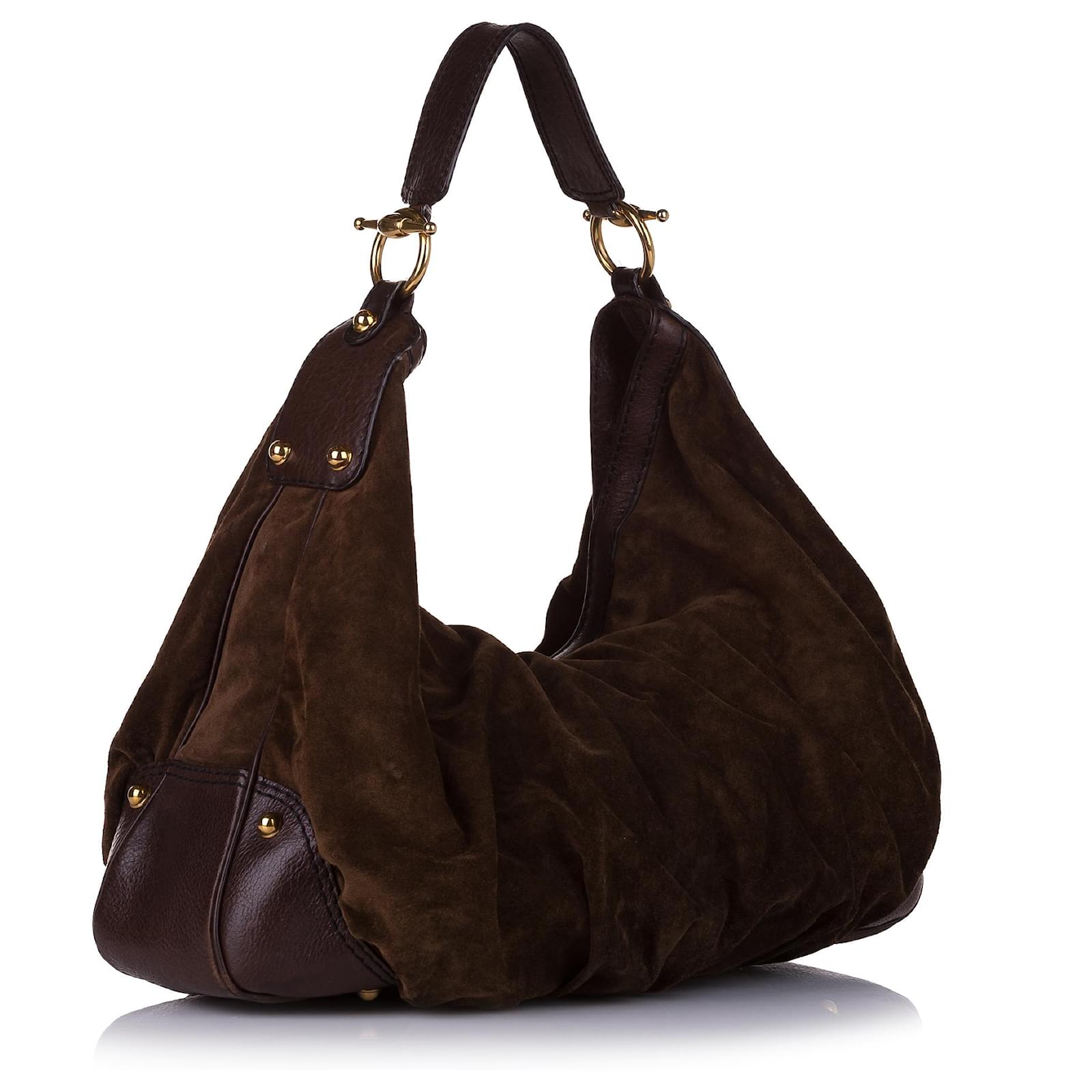 Gucci Hobo Large Jockey 868202 Brown Suede Leather Shoulder Bag, Gucci