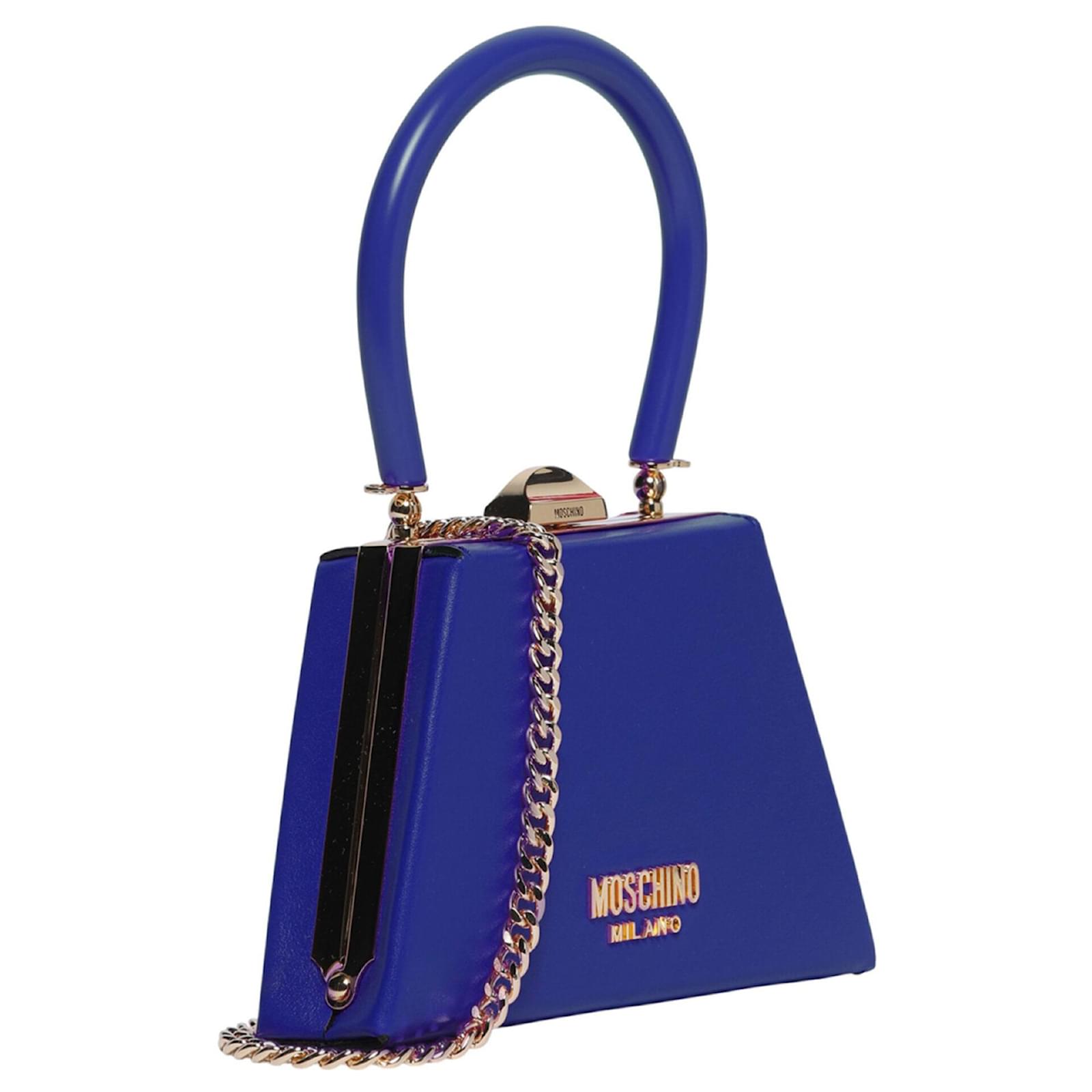 Moschino Leather Top Handle Bag Blue ref.682203 - Joli Closet