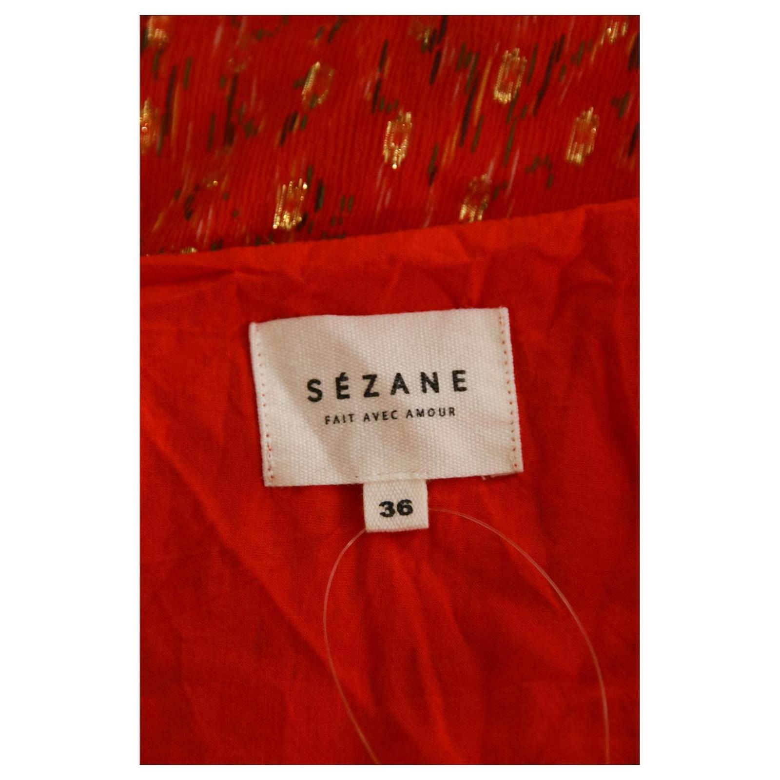 Sezane Sezane Dress 36 Orange Silk Ref 6728 Joli Closet
