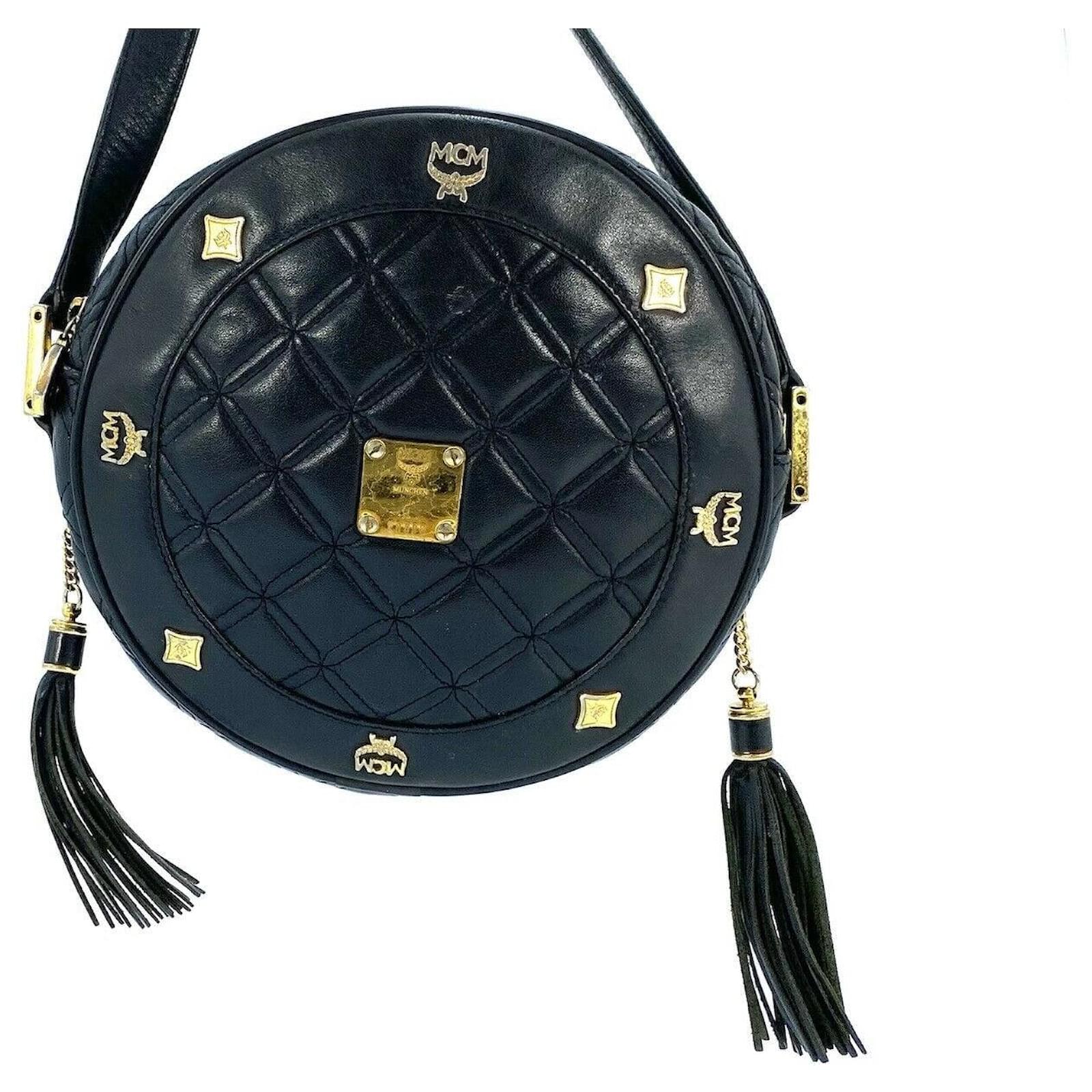 MCM TAMBOURINE CROSSBODY BAG BLACK Leather ref.683830 Joli Closet