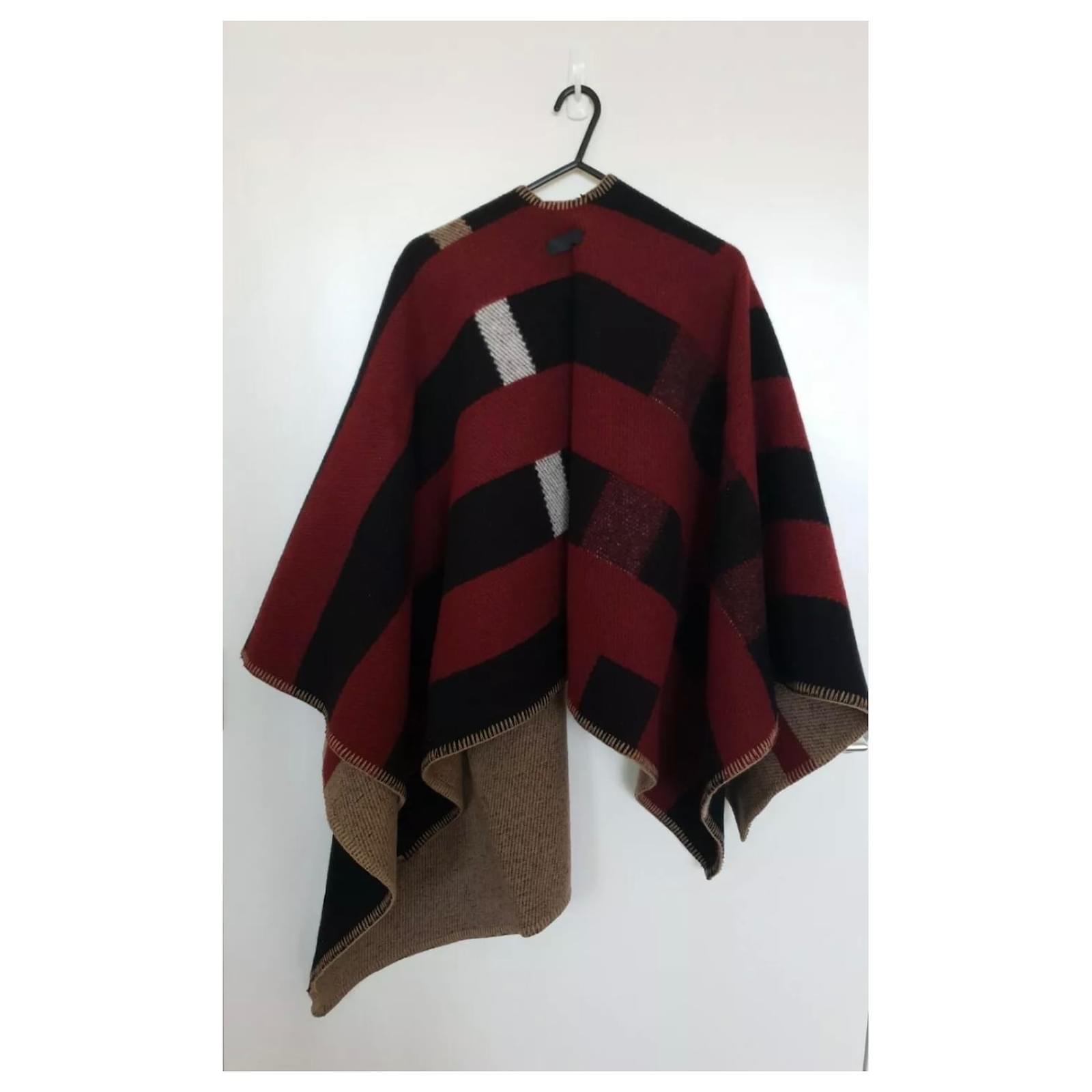Shop Burberry Reversible Mega Check & Monogram Wool-Cashmere Cape