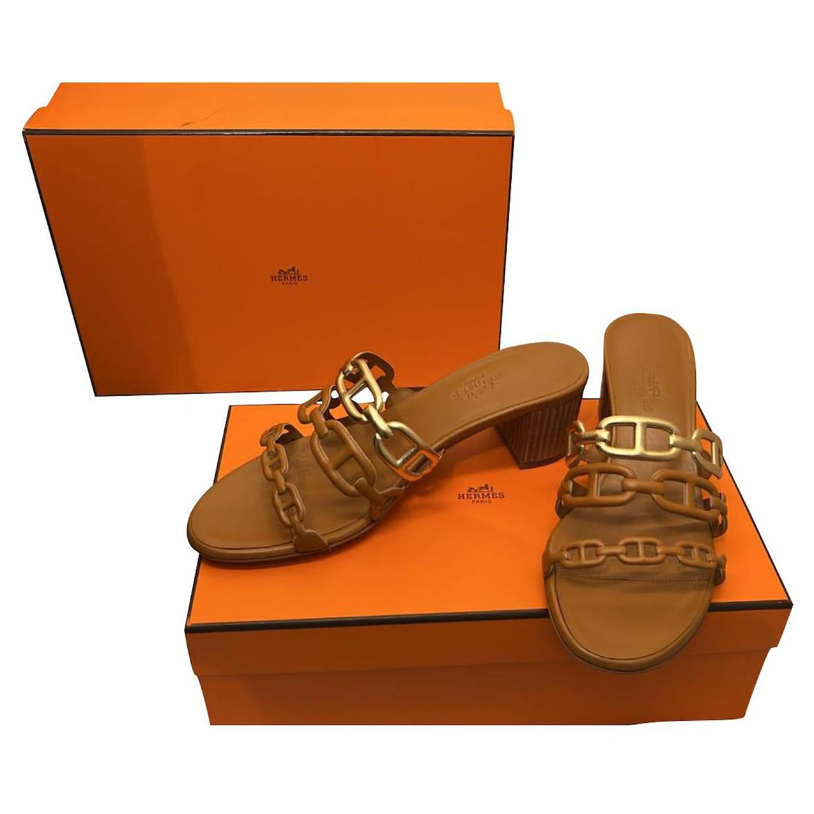 Hermès Sandals Cognac Leather ref.684429 - Joli Closet