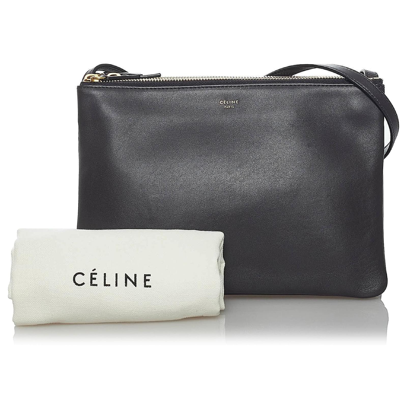 Céline Trio Leather Crossbody Bag Grey Pony-style calfskin ref