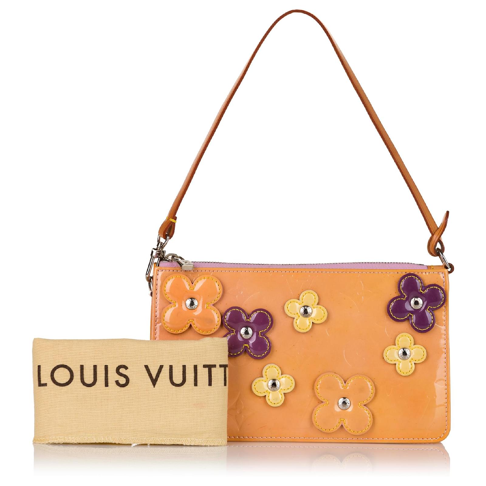 Louis Vuitton Beige Monogram Vernis Lexington Fleurs Pochette Bag