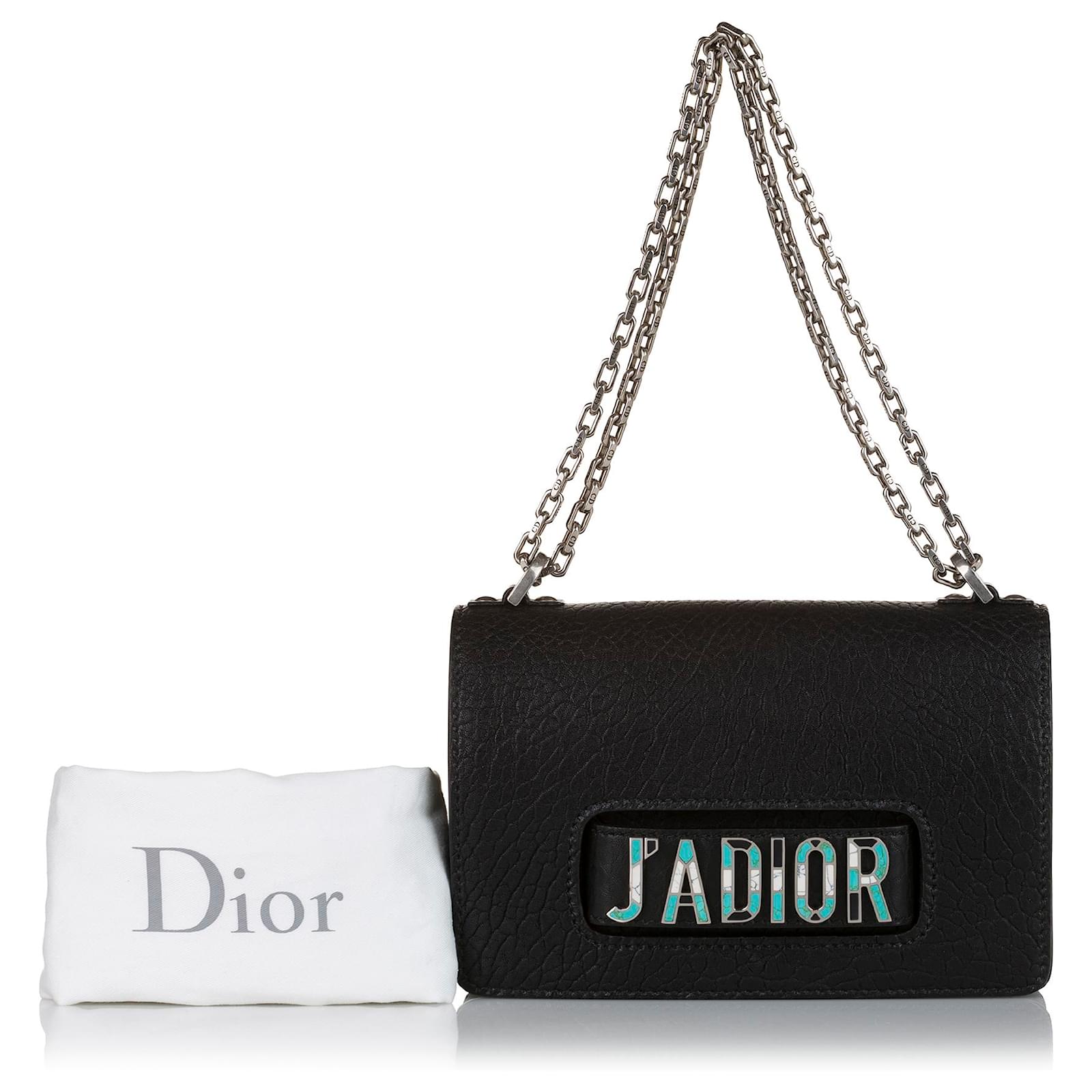 Dior Black JaDior Chain Leather Flap Bag Metal Pony style calfskin ref.685469 Joli Closet