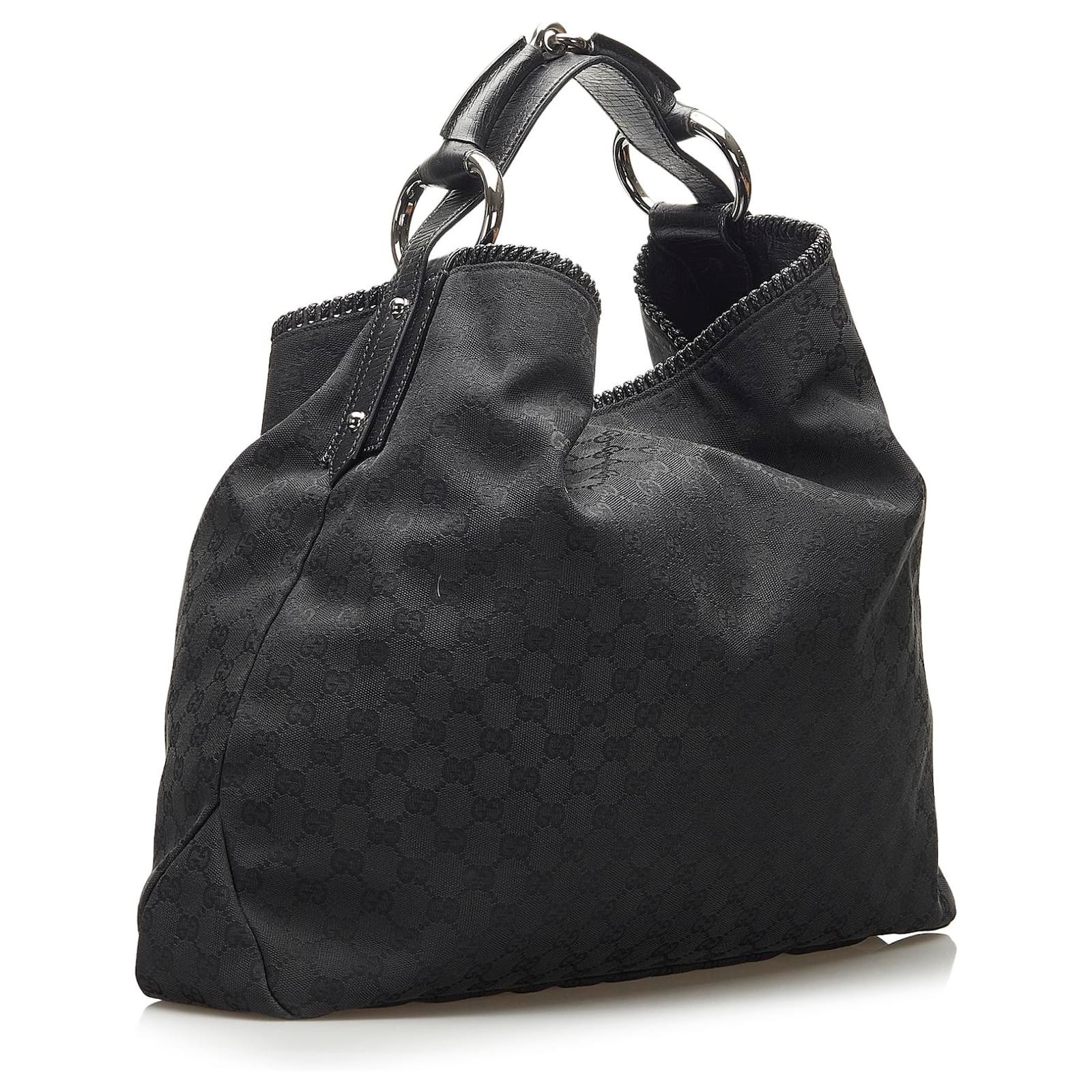 Gucci Black Large Horsebit GG Canvas Hobo Bag Cloth Cloth ref.685473 - Joli  Closet