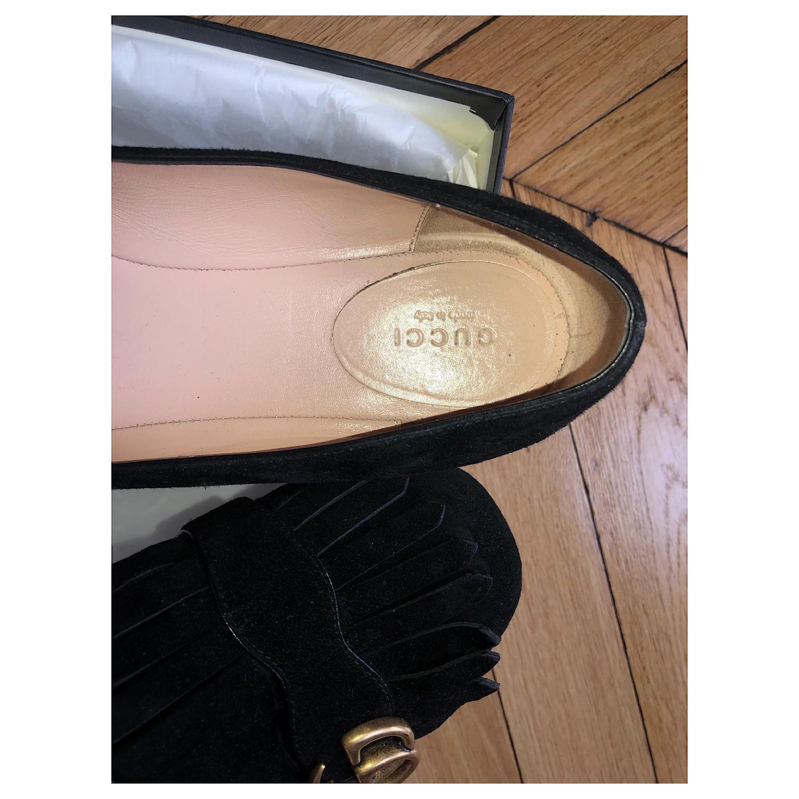 Gucci marmont cheap suede ballerina flat