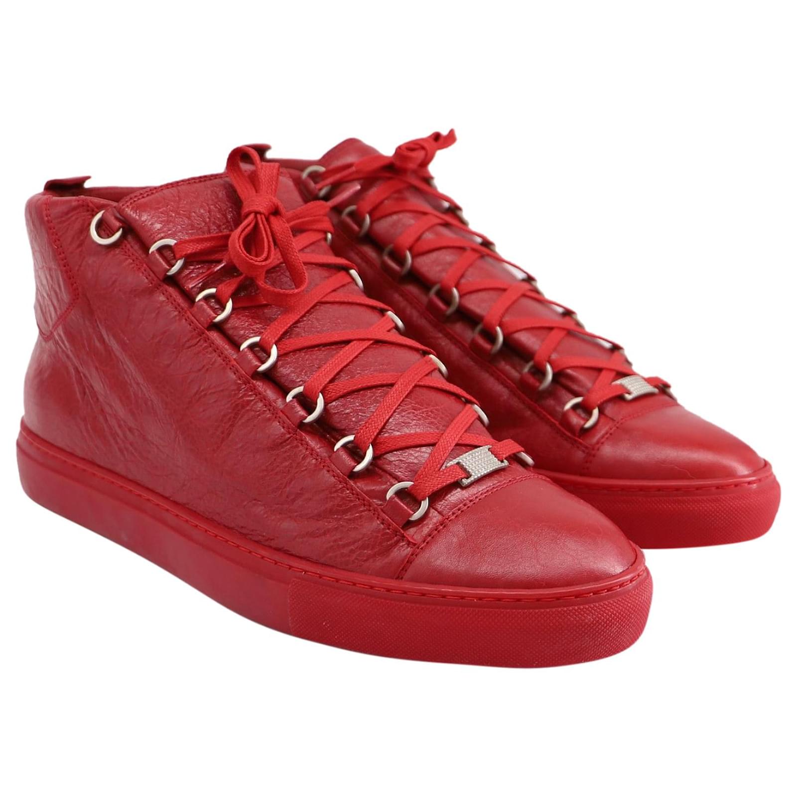 Balenciaga Arena High Red Sneakers Size 9 Men's Leather Luxury Designer EU  42