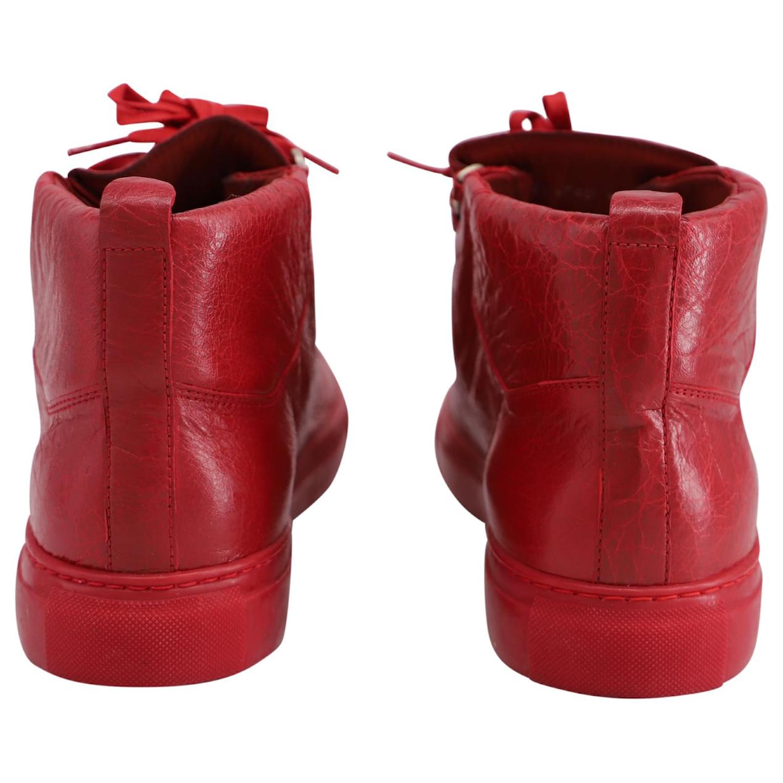 Balenciaga Arena High-Top Sneakers in Shiny Red Lambskin Leather ref.685962  - Joli Closet