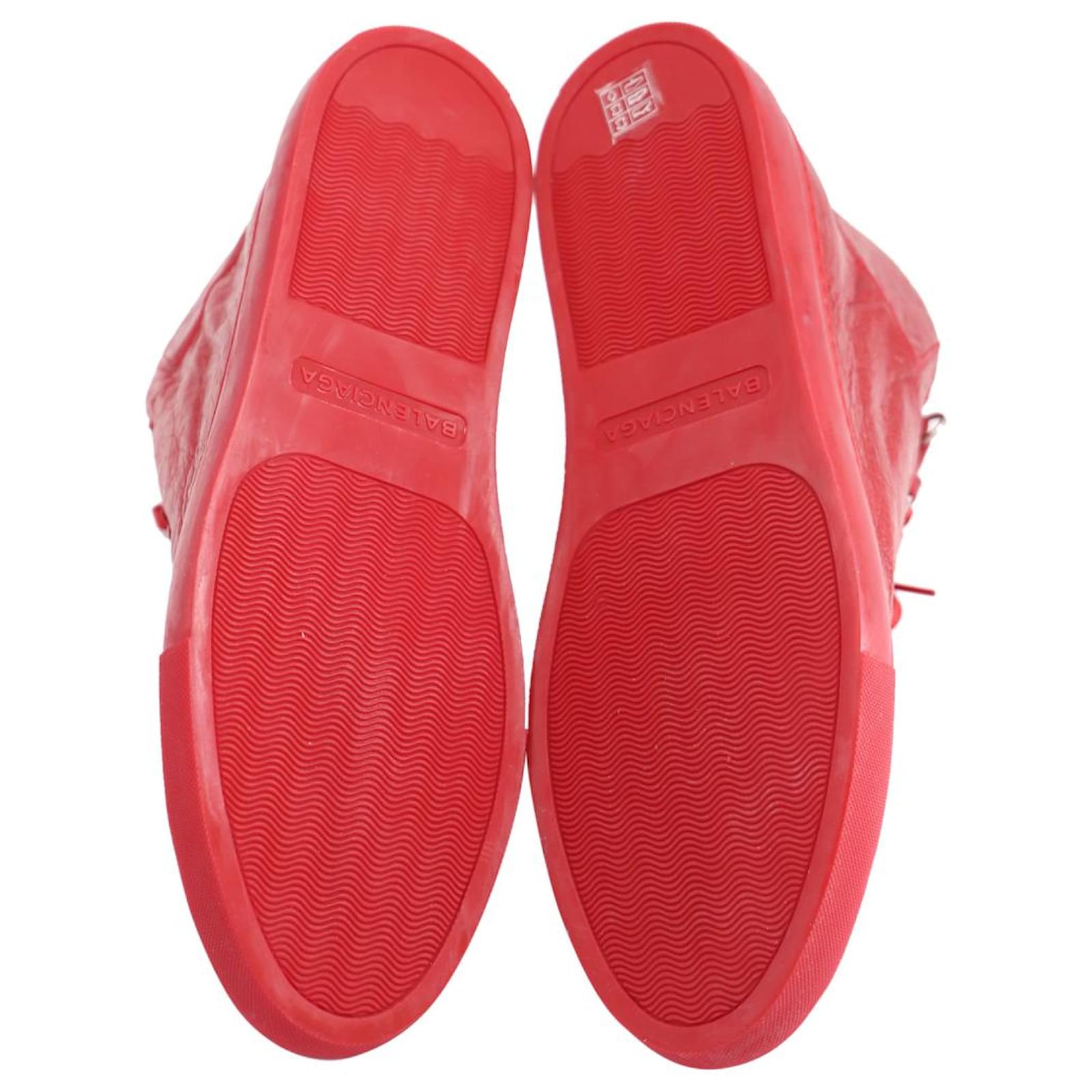 Women's luxury sneakers - Balenciaga Arena red textured lambskin sneakers