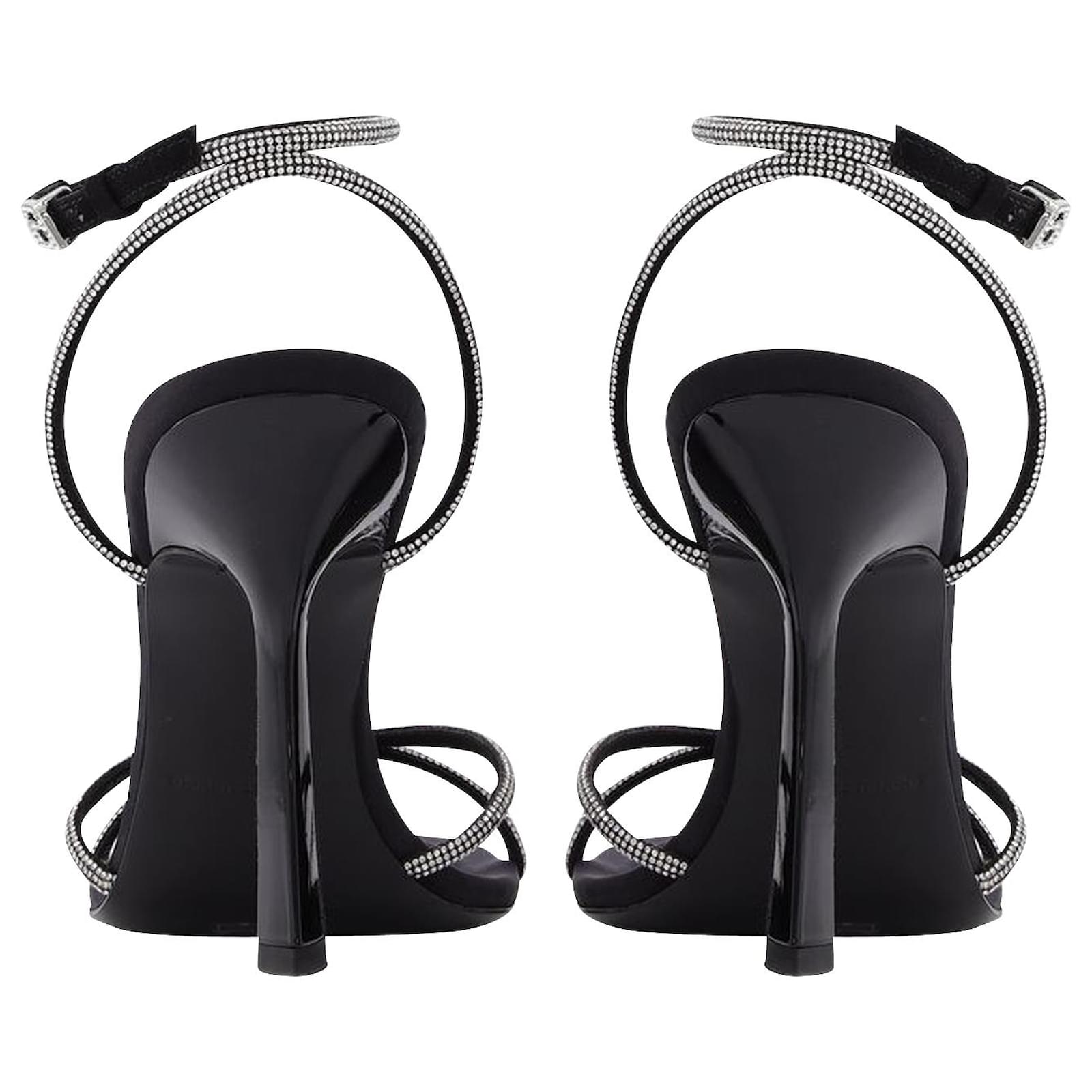 Alexander Wang Dahlia 50 Sandals in Crystal / Black Leather