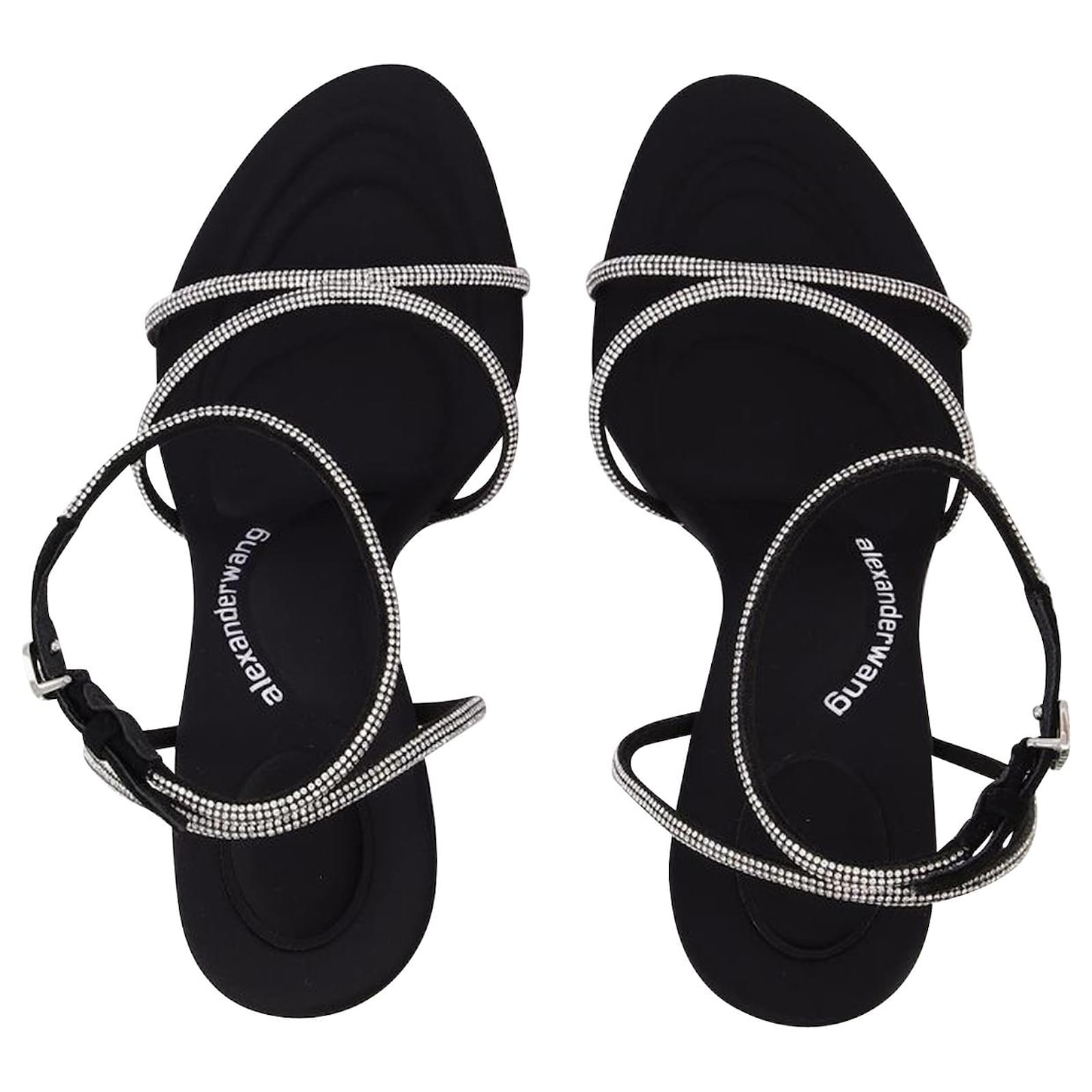 サンダル・ミュール Alexander Wang Dahlia 50 Sandals in Crystal / Black Leather Alexander Wang Dahlia 50 Sandals in Crystal / Black Leather