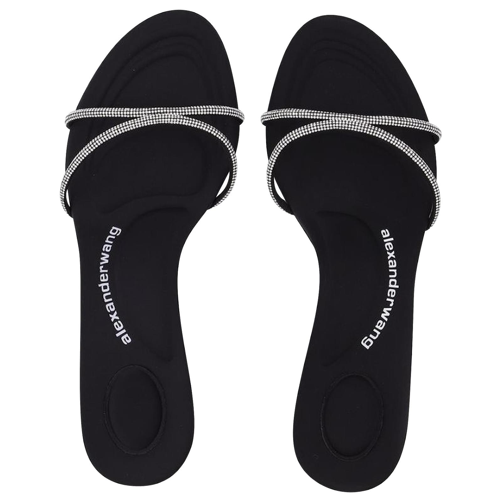 Alexander Wang Dahlia 50 Sandals in Crystal / Black Leather