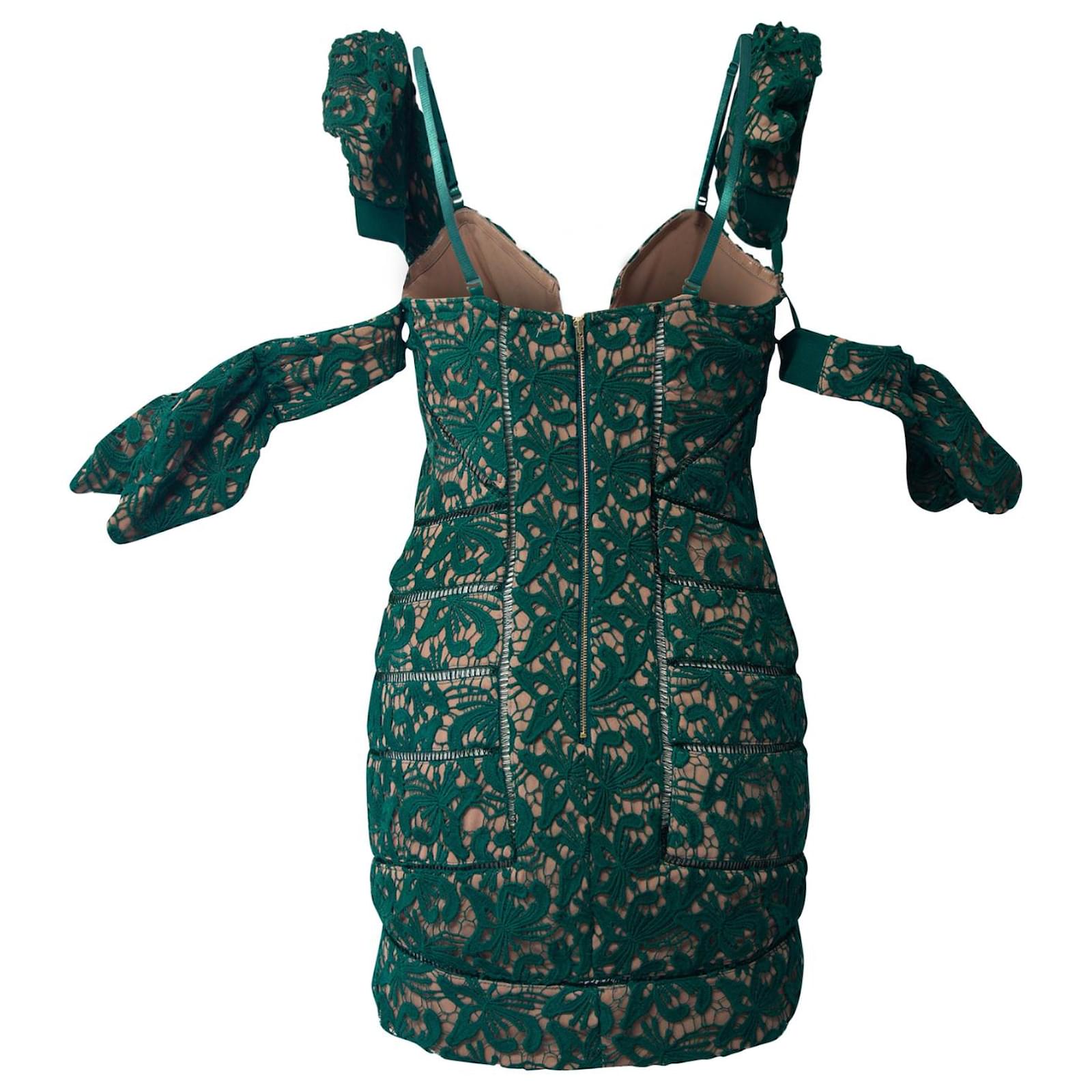 Self portrait Self-Portrait Sleeveless Lace Mini Dress in Green Polyester  (Sold) - Joli Closet