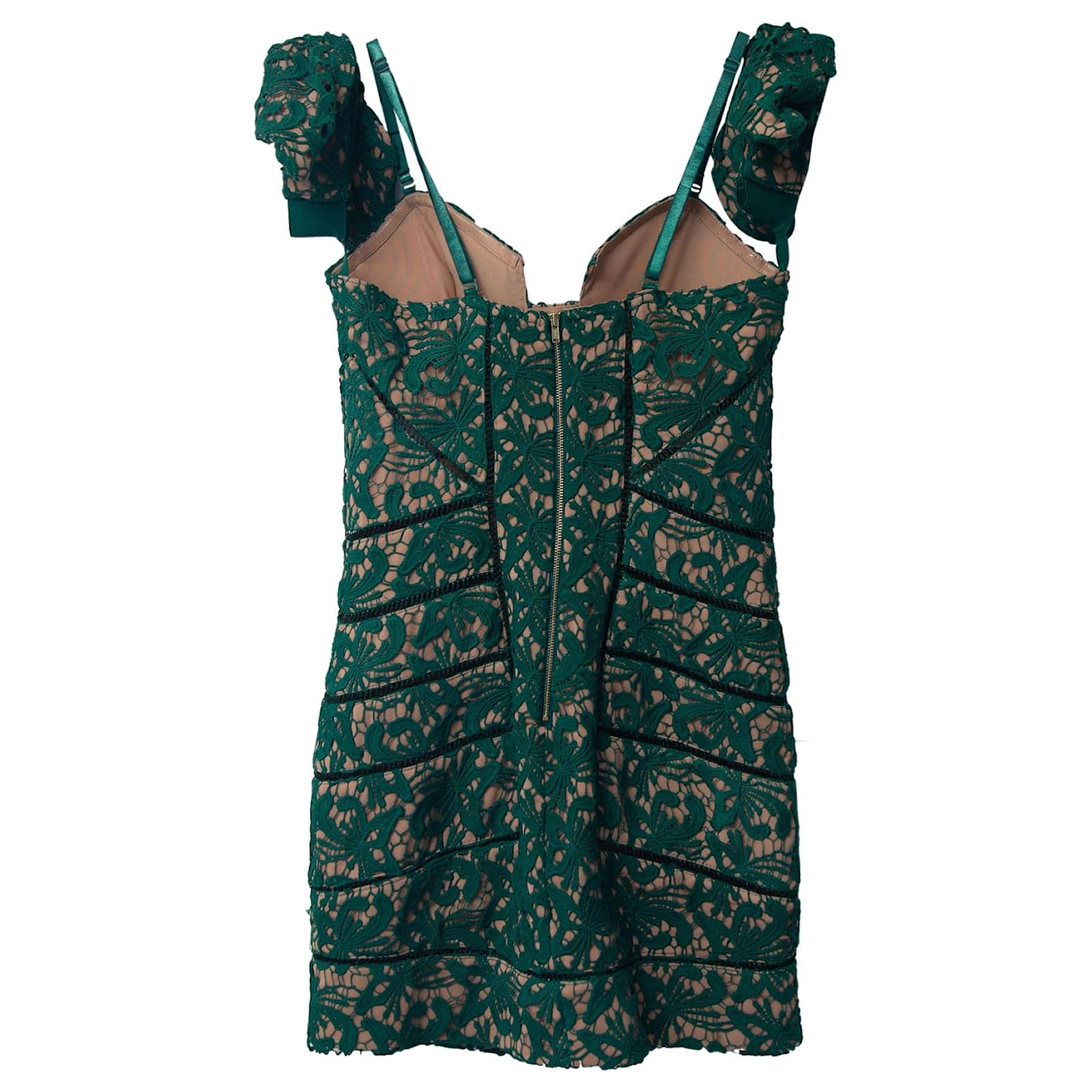Self portrait Self-Portrait Sleeveless Lace Mini Dress in Green Polyester  (Sold) - Joli Closet