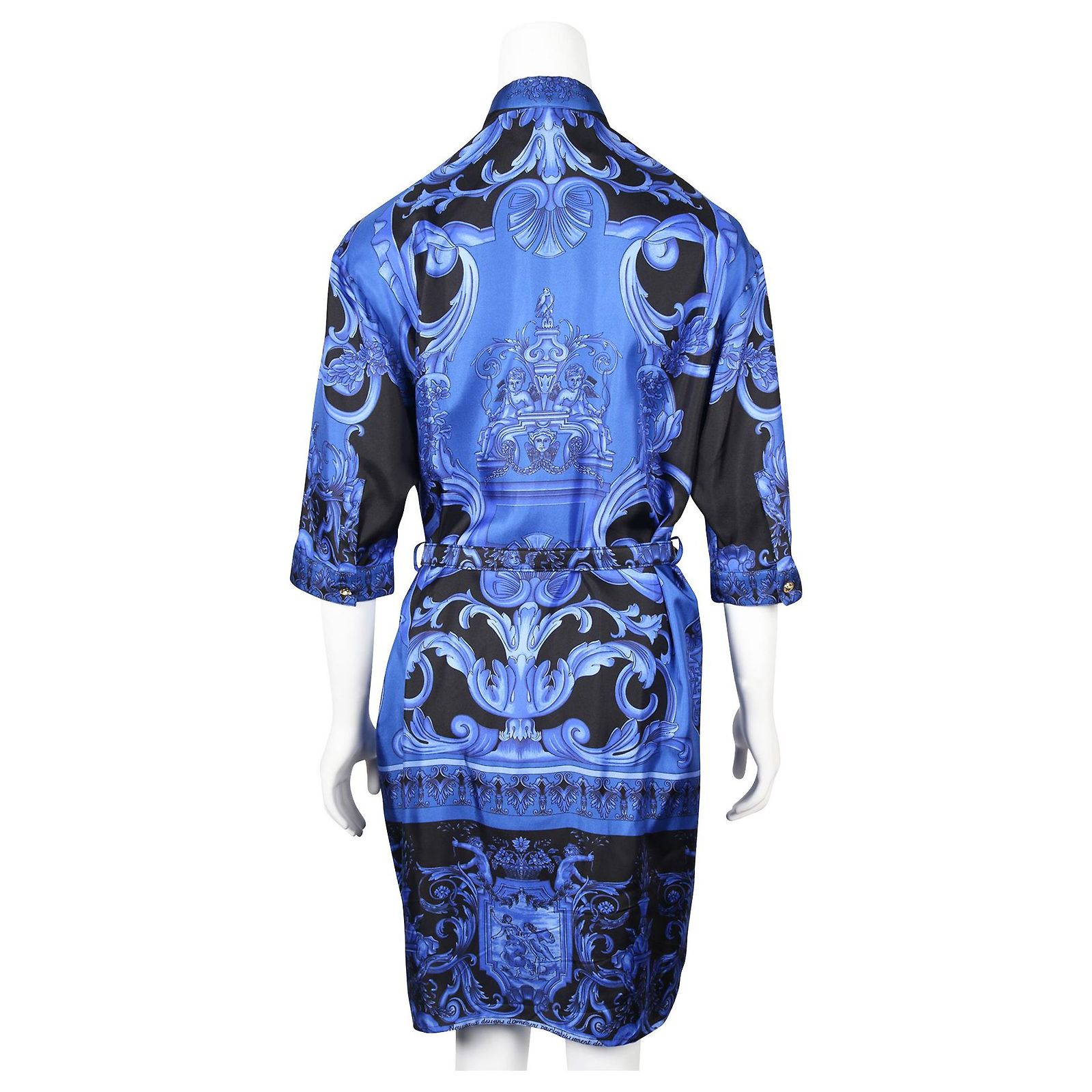 electric blue and black dress Versace Blue/ Print with Pointed Collar Silk ref.JC687397 (Sold) White Polka Dot Halter MEWPSS Chest Size:38