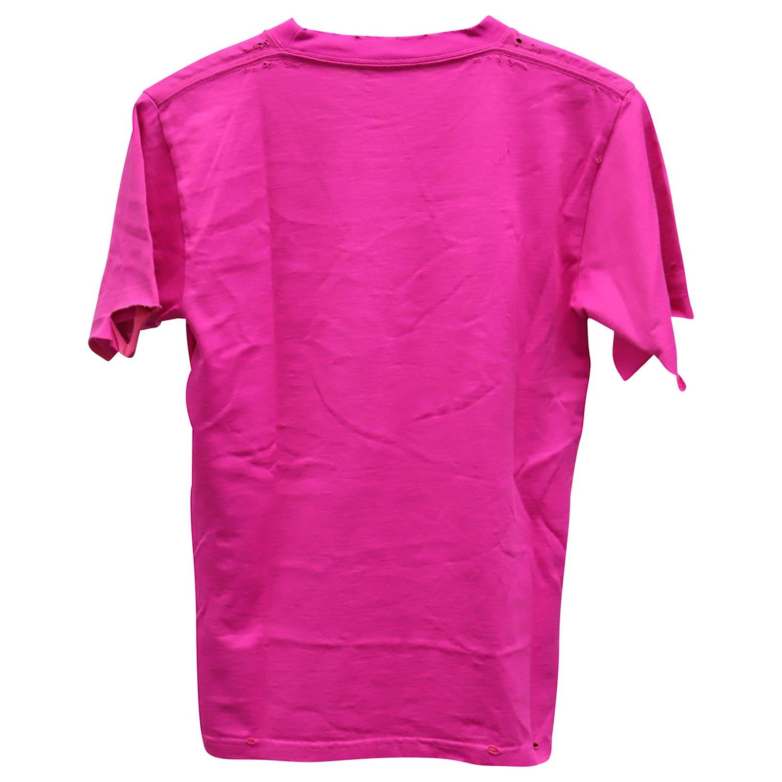 Balenciaga Distressed Logo-Print T-Shirt in Pink Cotton ref.687574 - Joli  Closet