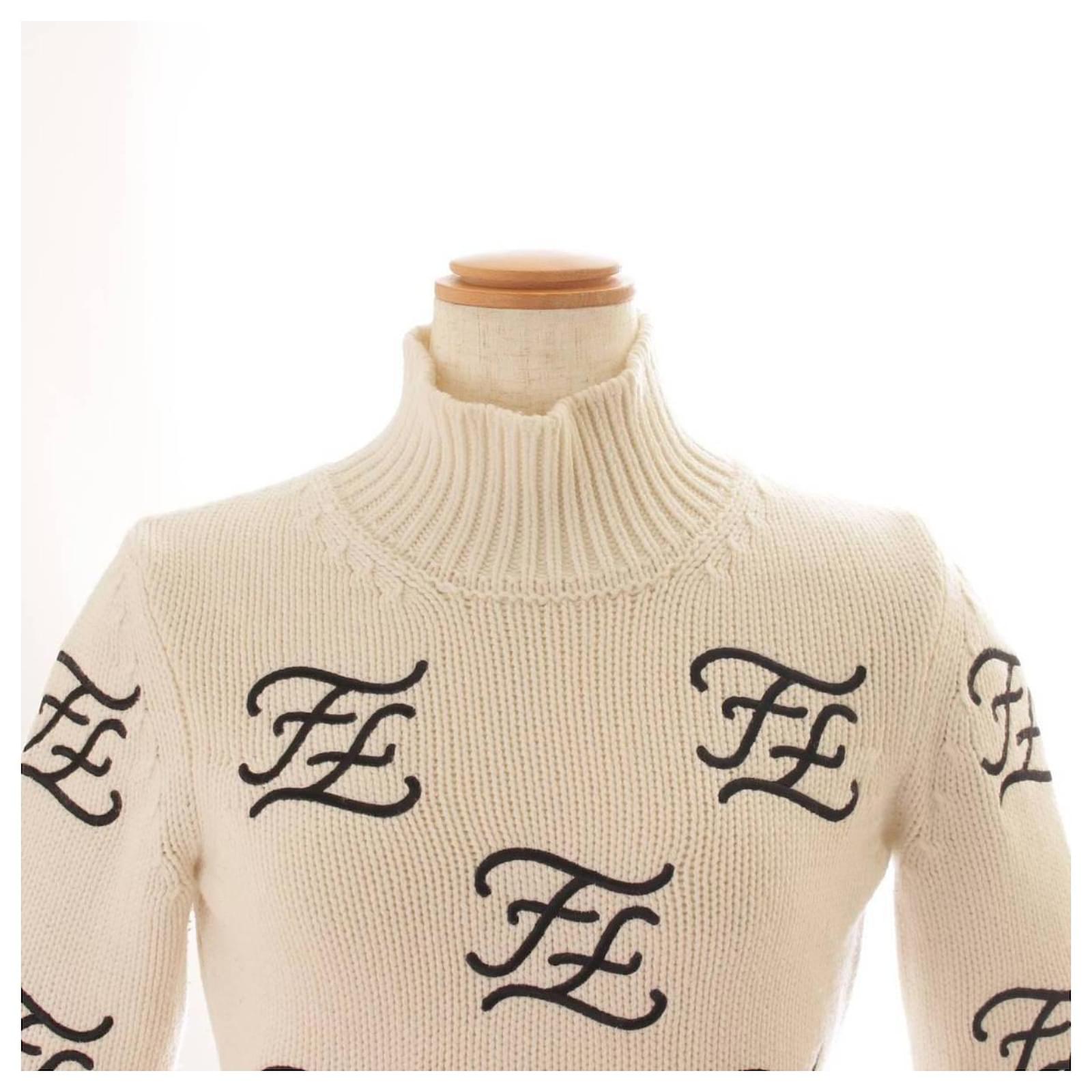 Fendi Logo-Jacquard Wool Rollneck Sweater White Fendi, 48% OFF
