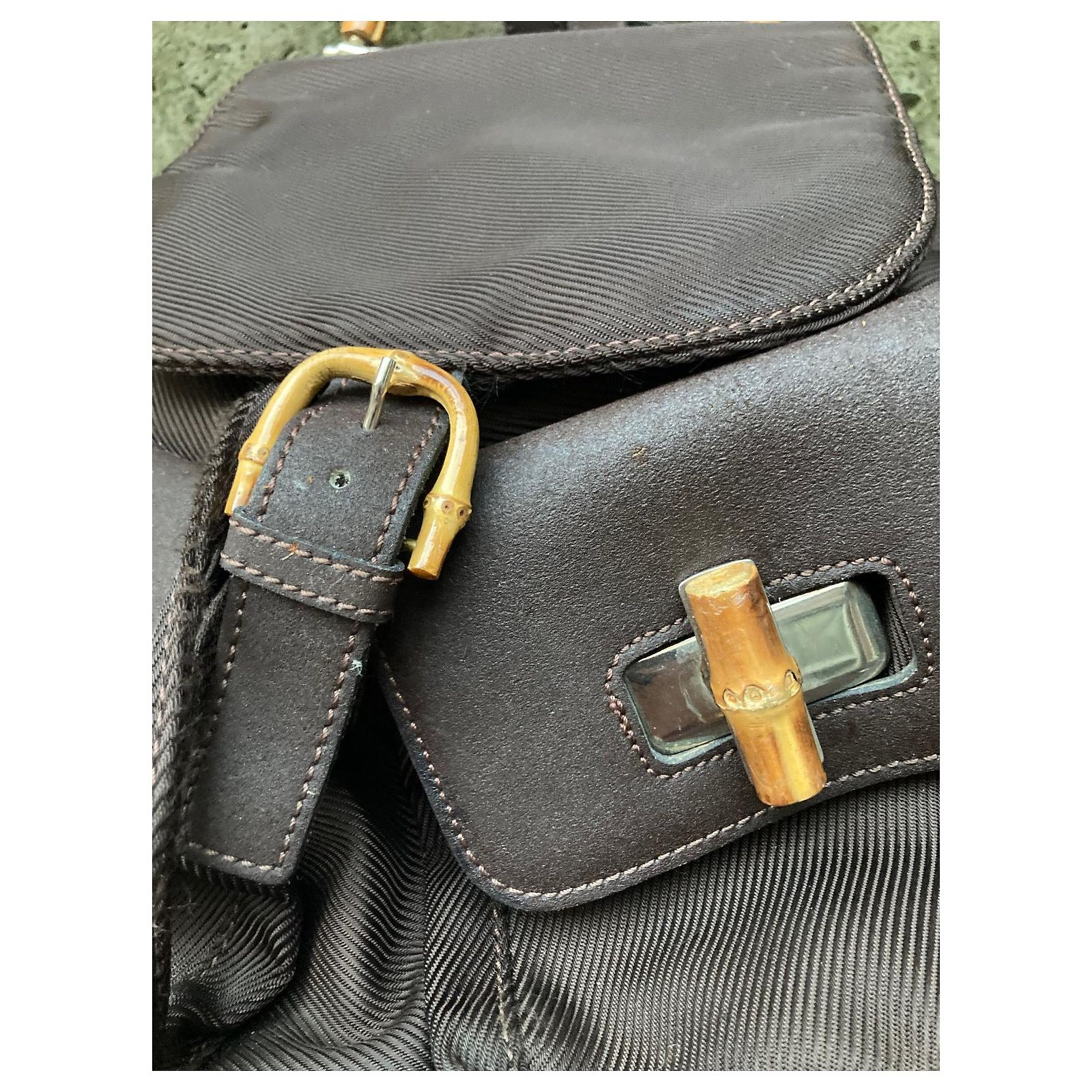 Sac Bambou Vintage - 37,5 X 33 Cm - Fourre-tout Beige - Occasion Parfait état