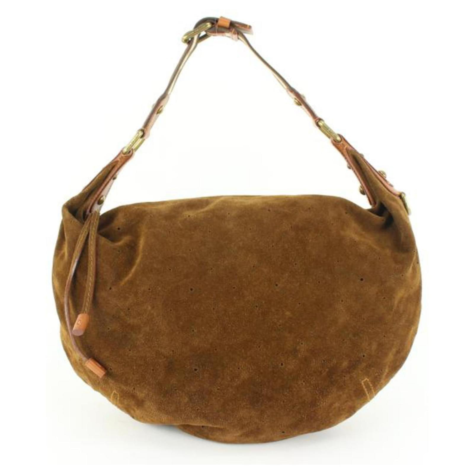 Louis Vuitton n Cacao Brown Suede Mahina Onatah GM Hobo Croissant