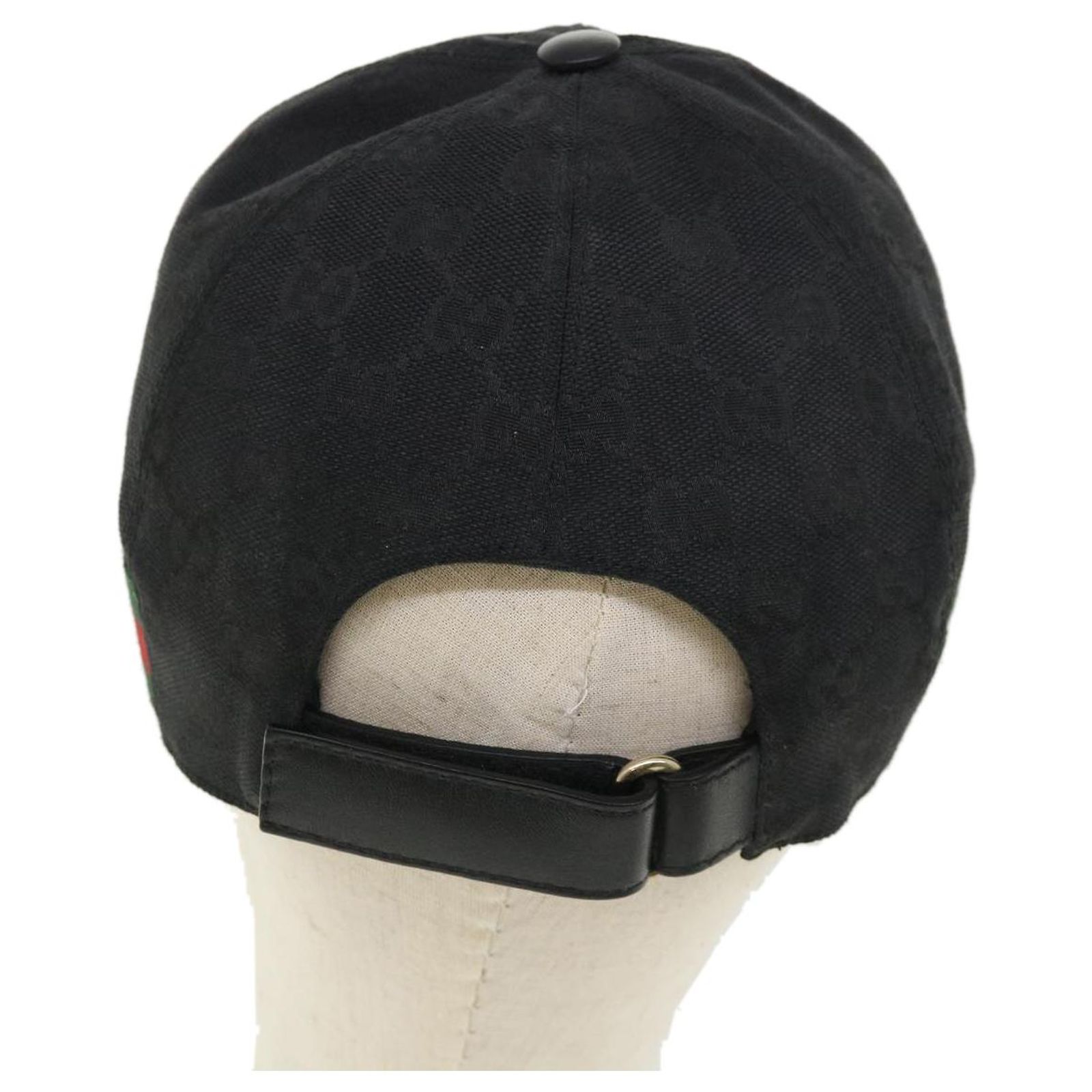 GUCCI Web Sherry Line GG Canvas Cap L Black Auth tb166 Cloth ref